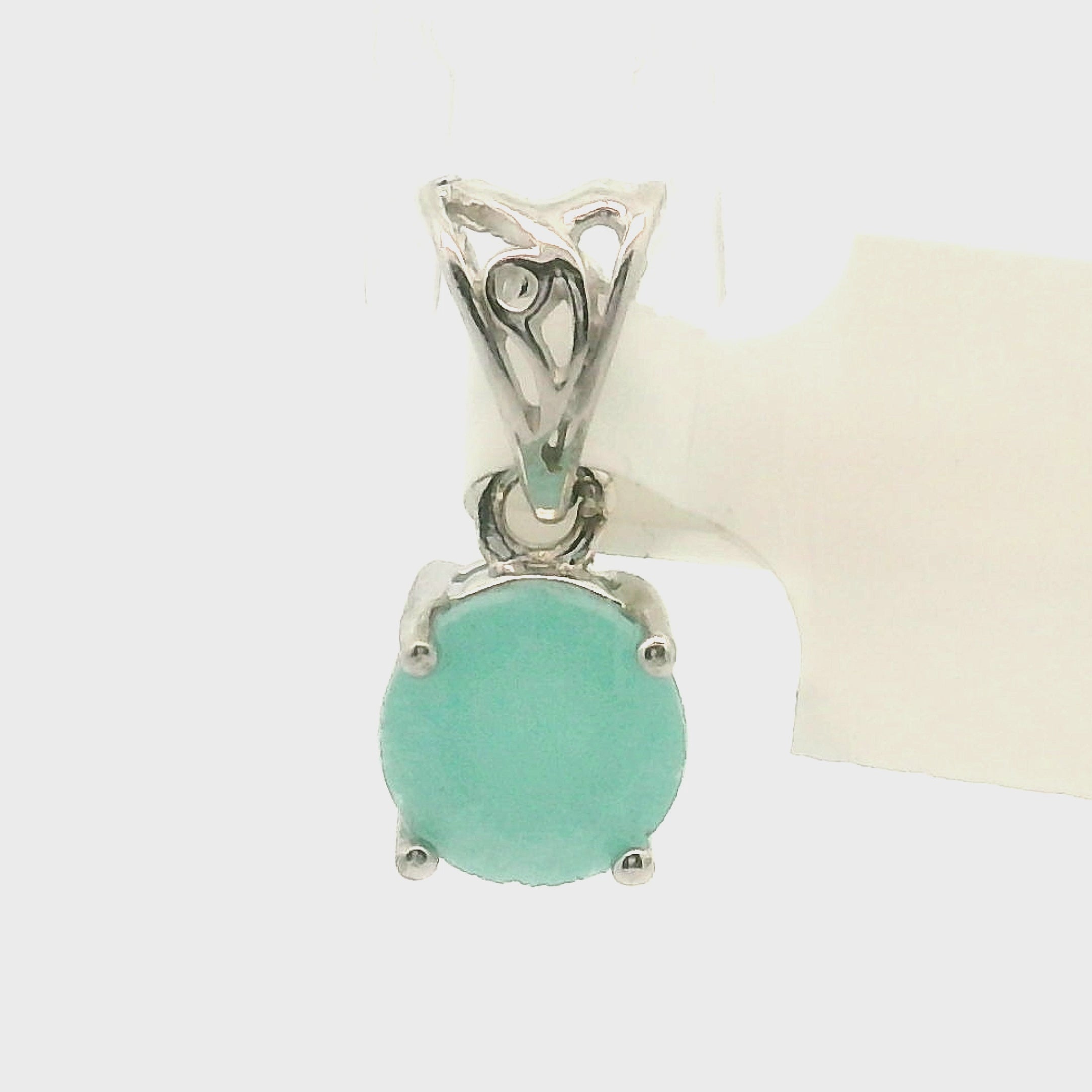Blue Aragonite Pendant 925 Silver for Peace and Calm