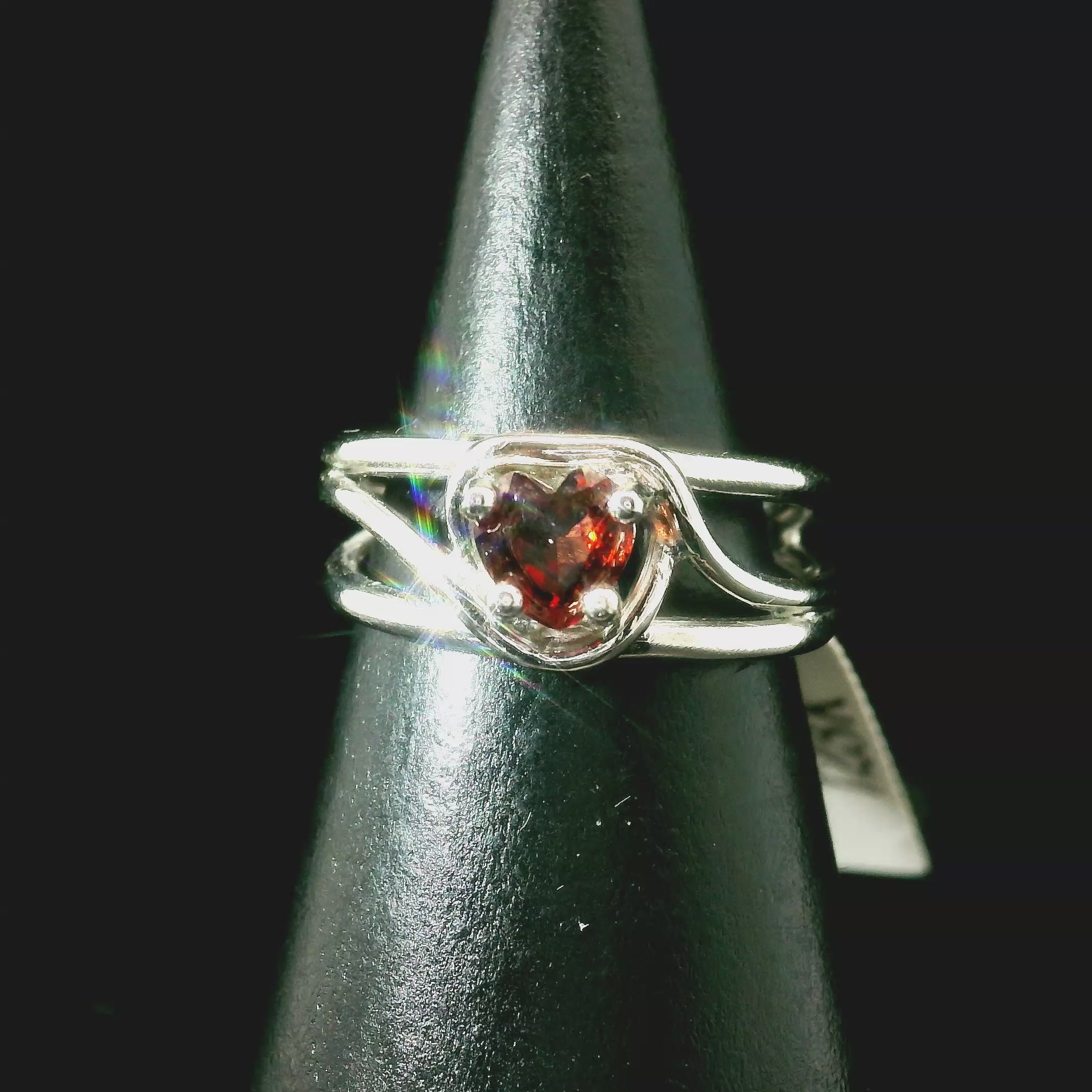 Garnet Midi Cuff Ring .925 Silver for Health and Strength