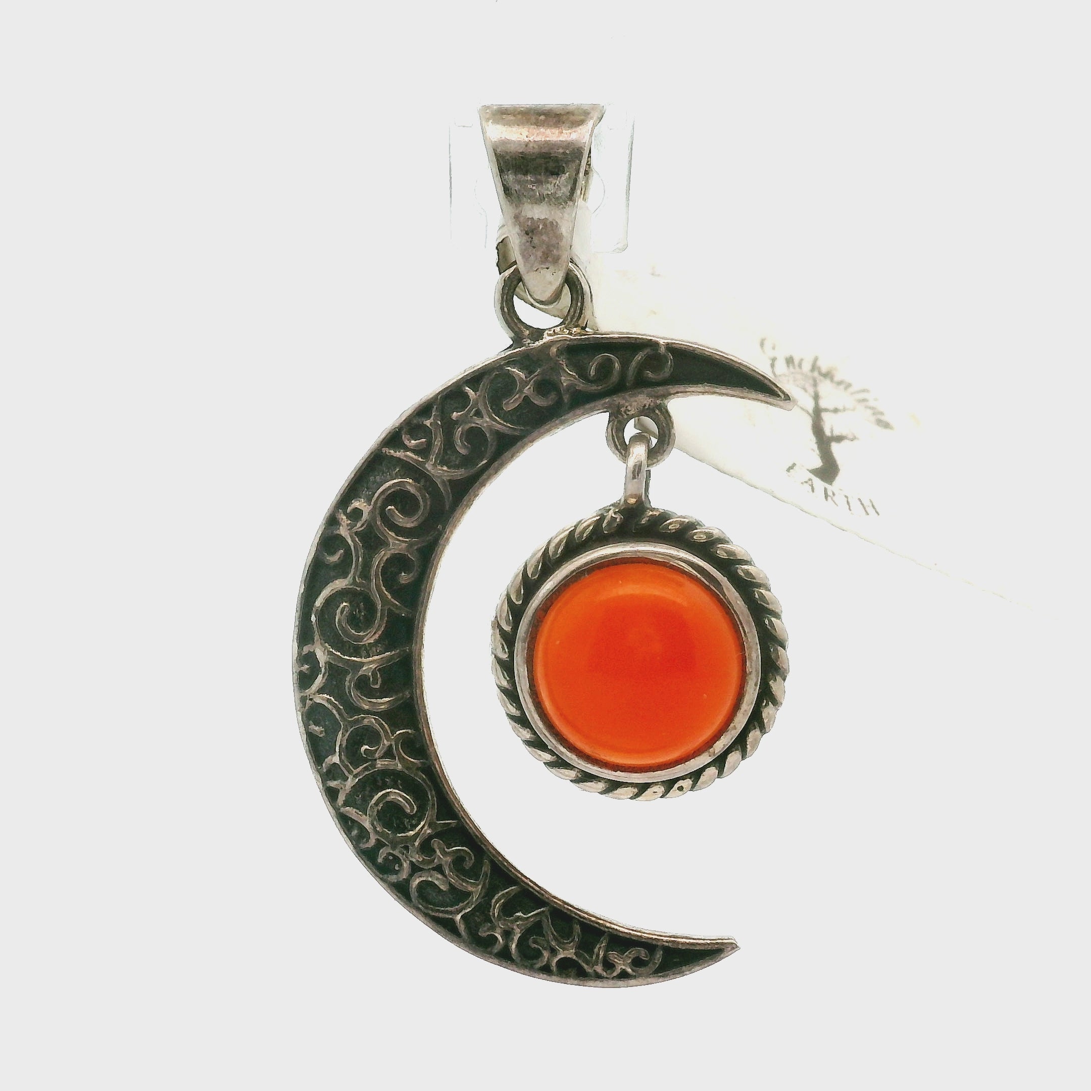 Moon Crescent Gel Pendant .925 Sterling Silver for Personal Power and Intuition