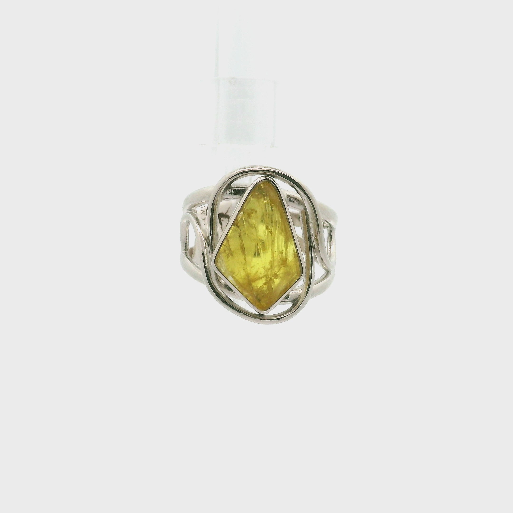 Yellow Tourmaline Cuff Ring.925 Silver for Awareness, Communication and Meditation