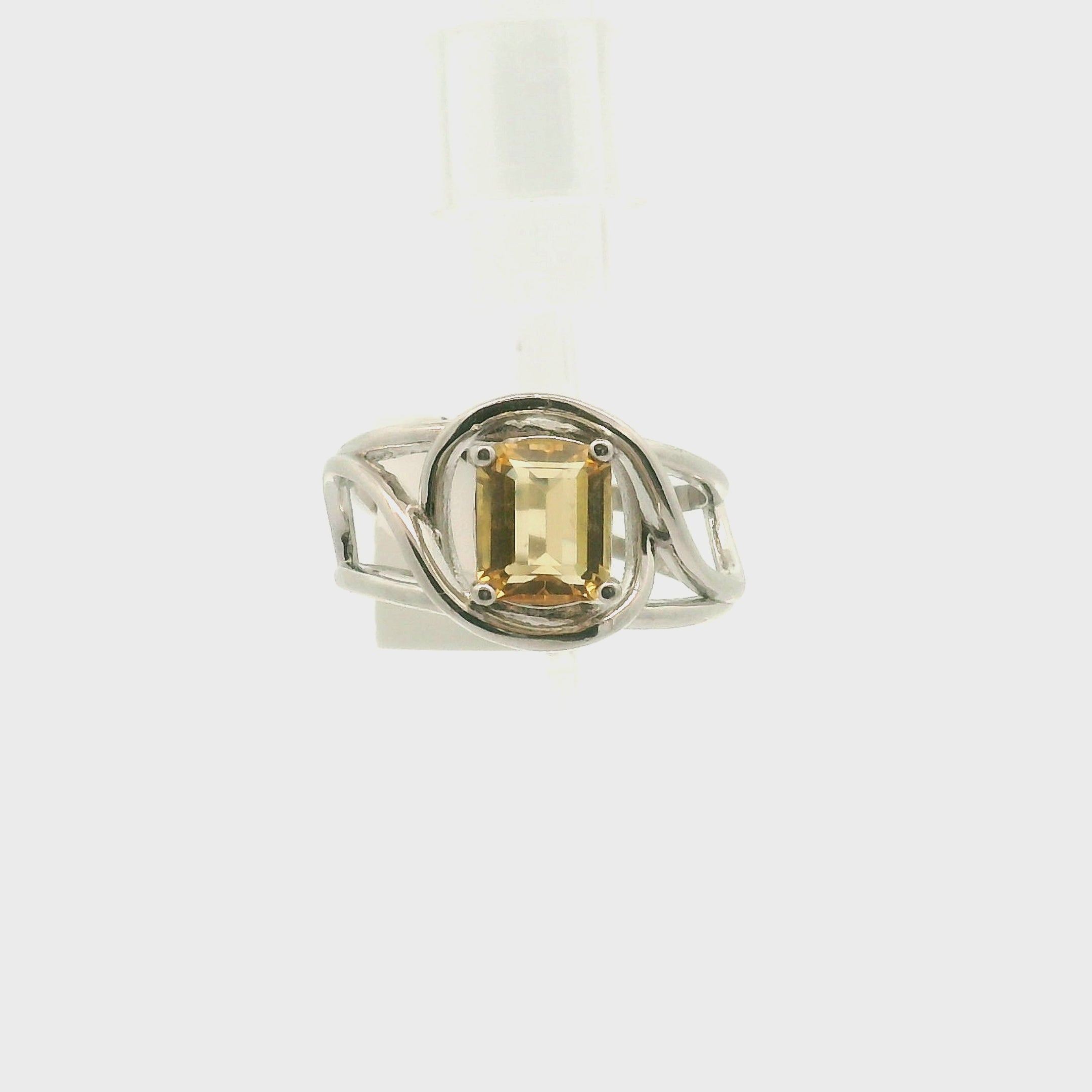 Yellow Zircon Cuff Ring .925 Silver for Wisdom and Vitality