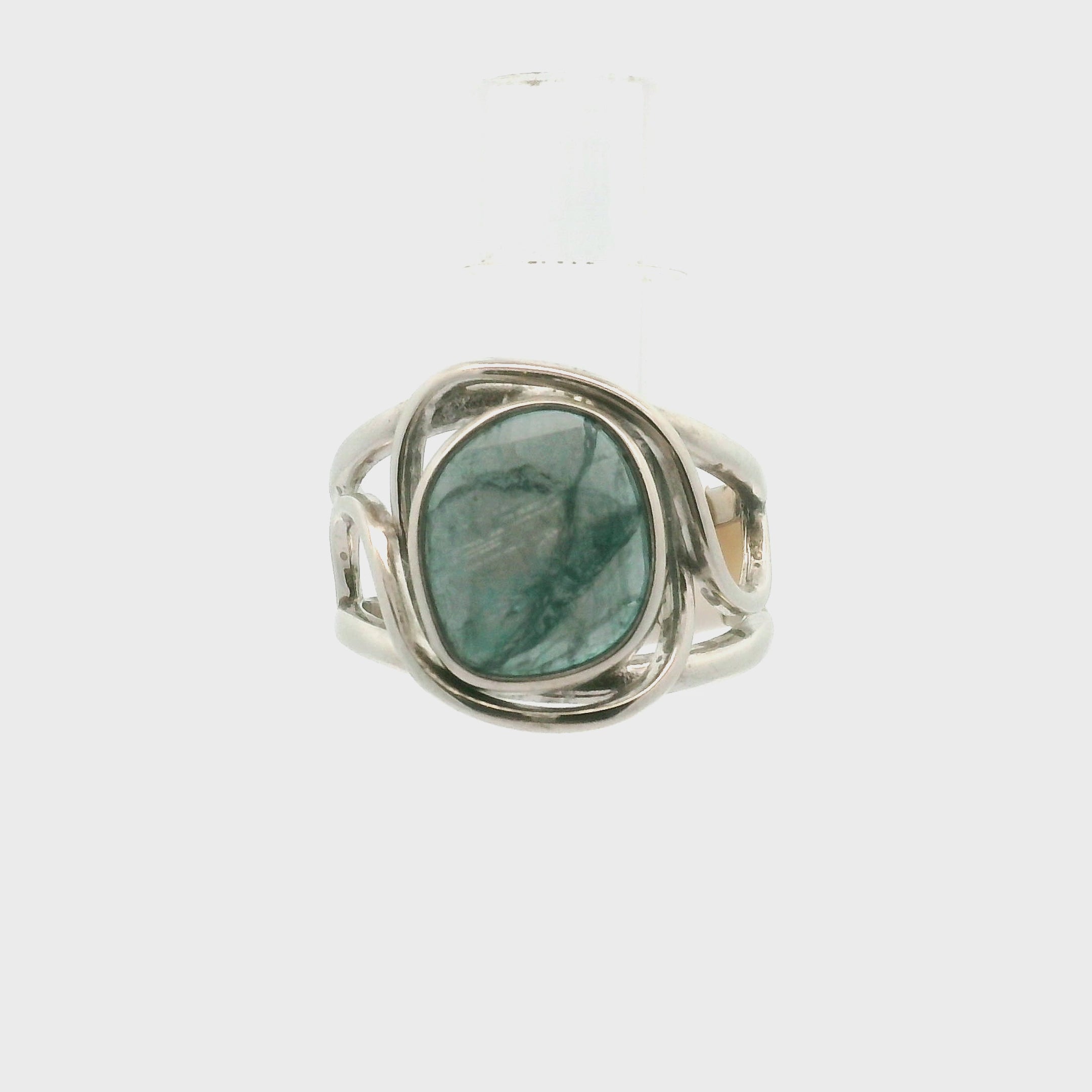 Grandidierite Cuff Ring .925 Silver for Enhancing Intuitive Communication