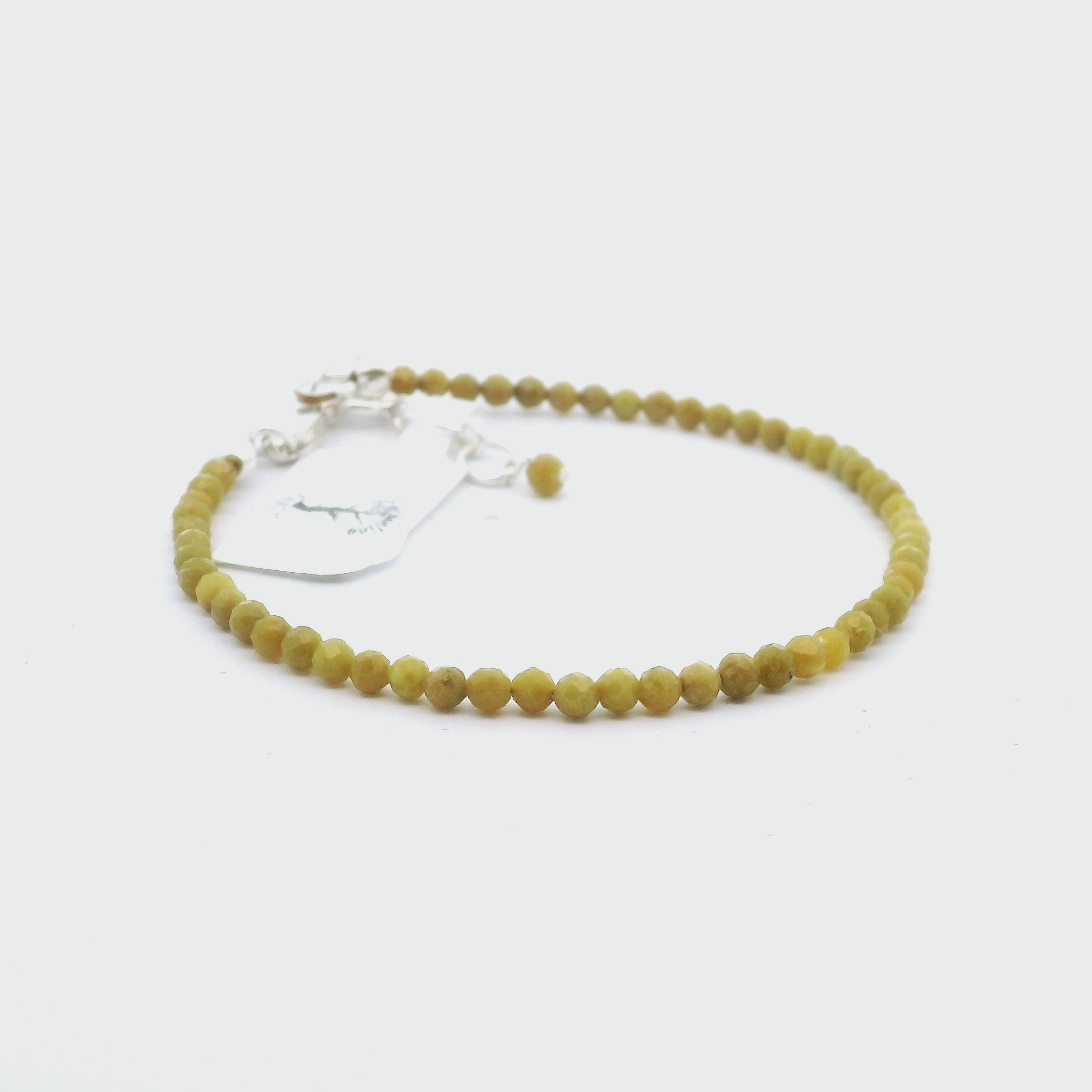 Green Opal Micro Faceted Bracelet 925 Silver for Grounding and Opportunities