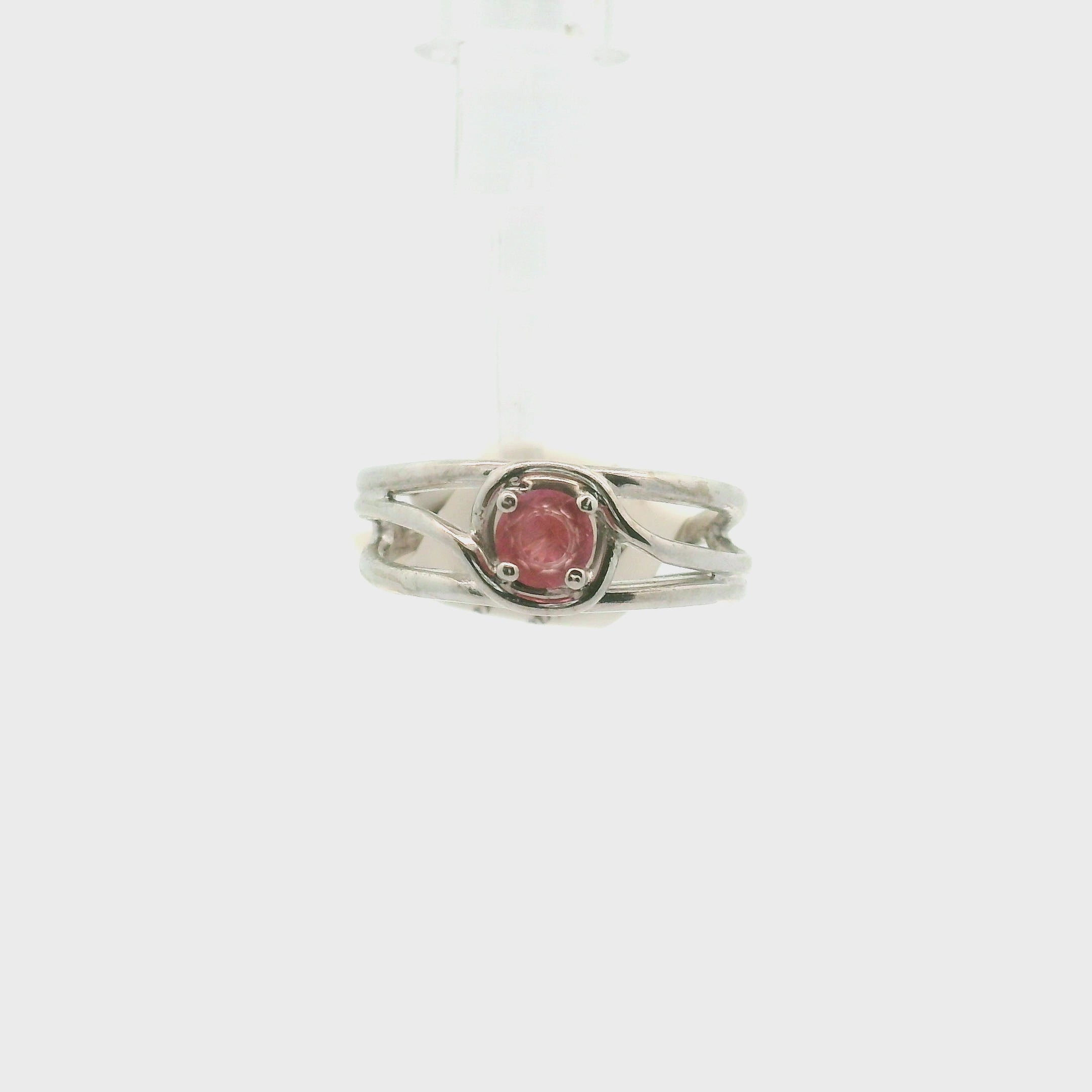 Pezzottaite Midi Cuff Ring 925 Silver for Joy, Love and Empowerment