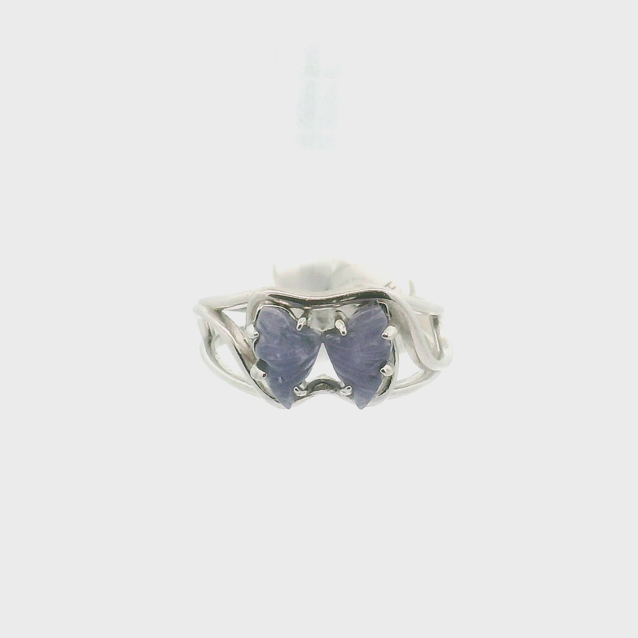 Tanzanite Butterfly Adjustable Cuff Ring .925 Silver for Spiritual Evolution and Elevating Consciousness