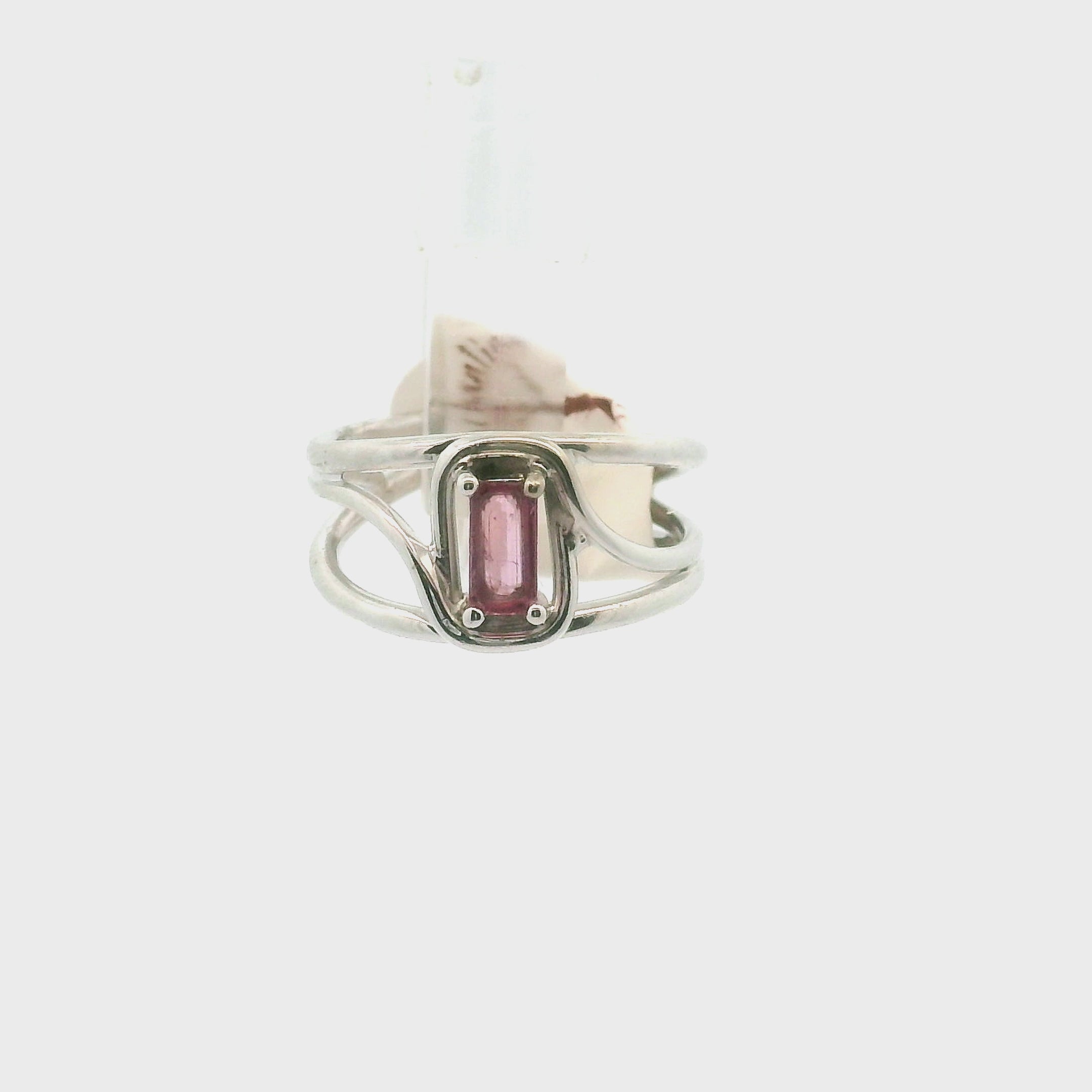 Pink Tourmaline Midi Cuff Ring .925 Silver for Joy, Kindness and Love