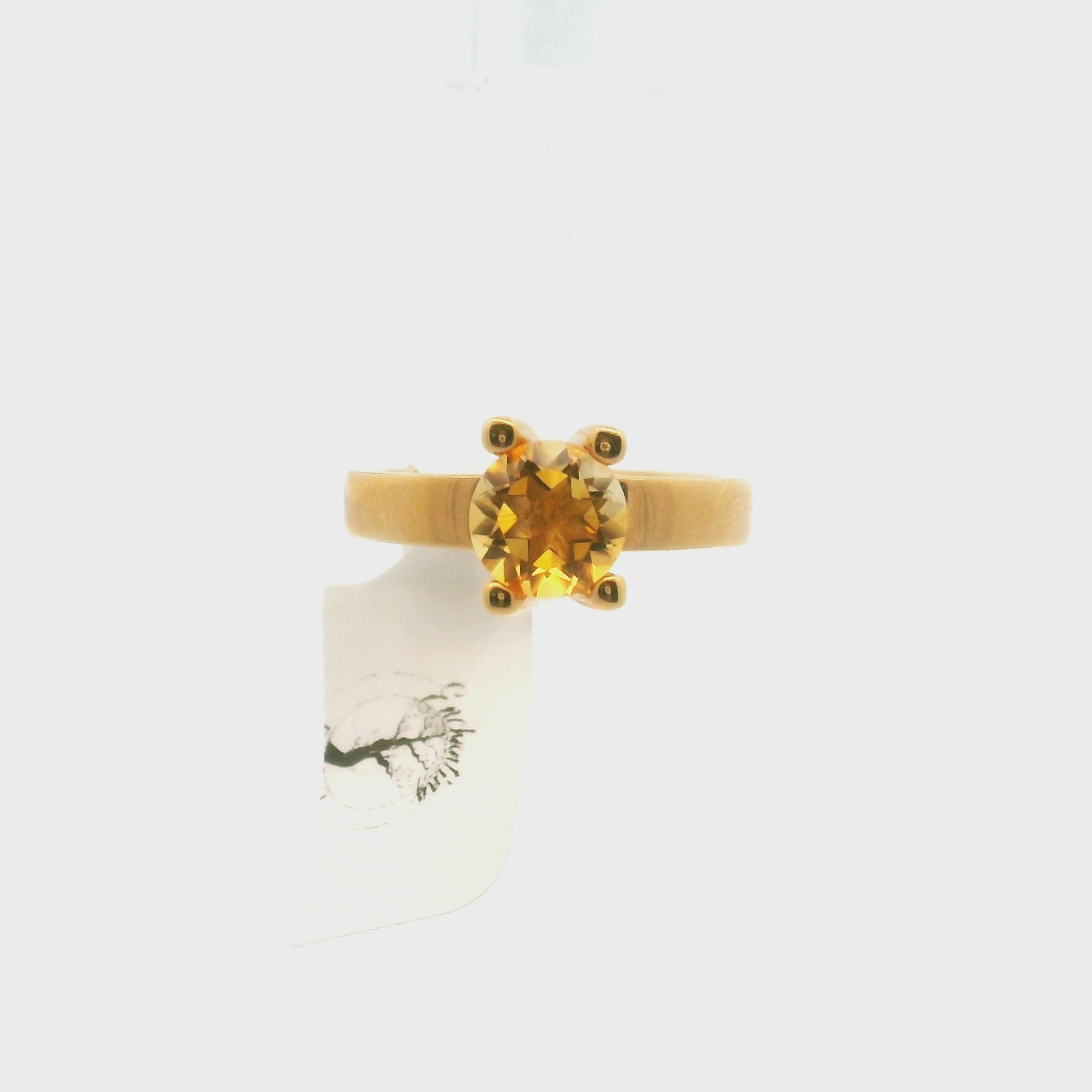 Citrine Ring .925 Silver with Gold Plating for Abundance, Good Luck and Positivity