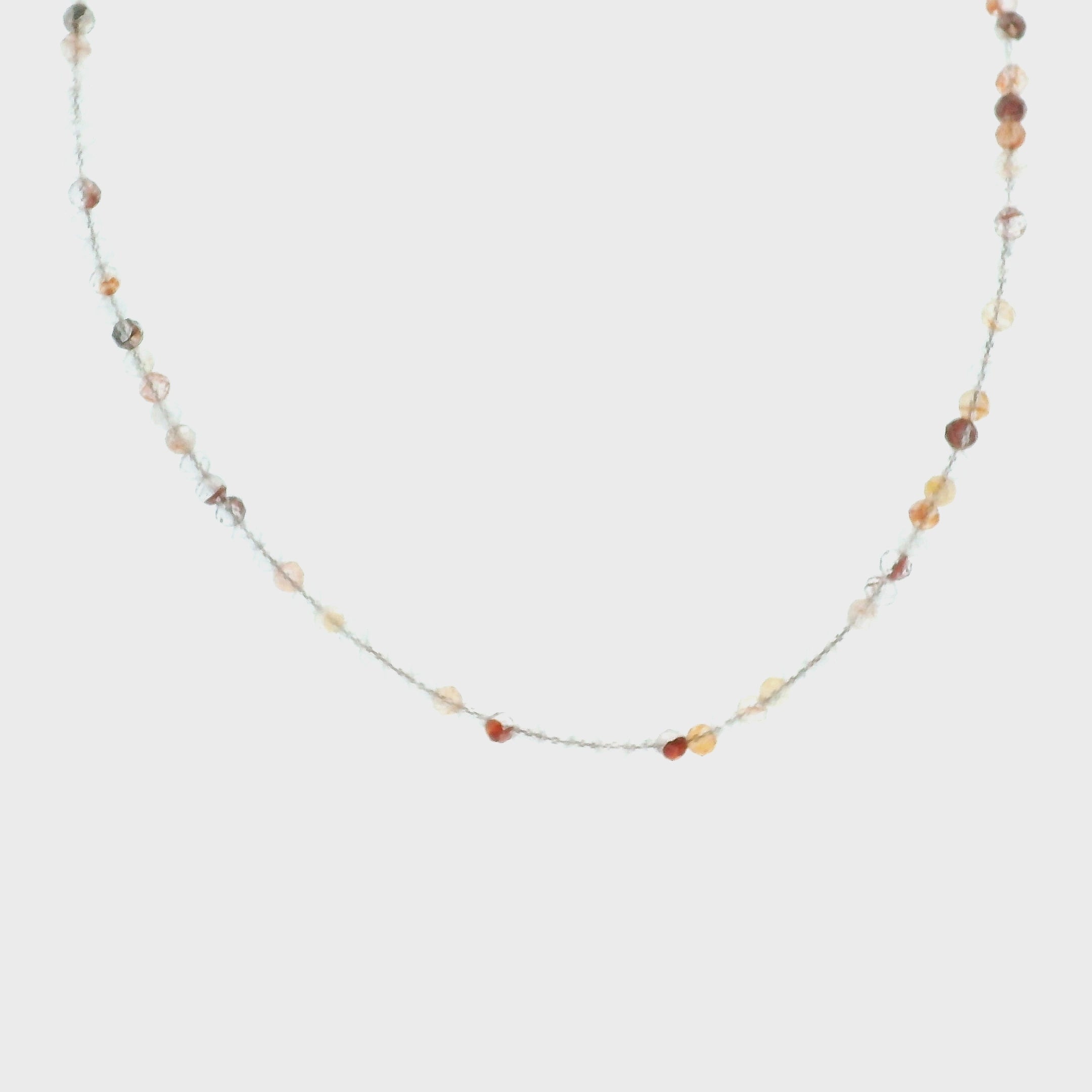 Fire Quartz Micro Faceted Choker/Layering Necklace 925 Silver for Self-Esteem and Protection