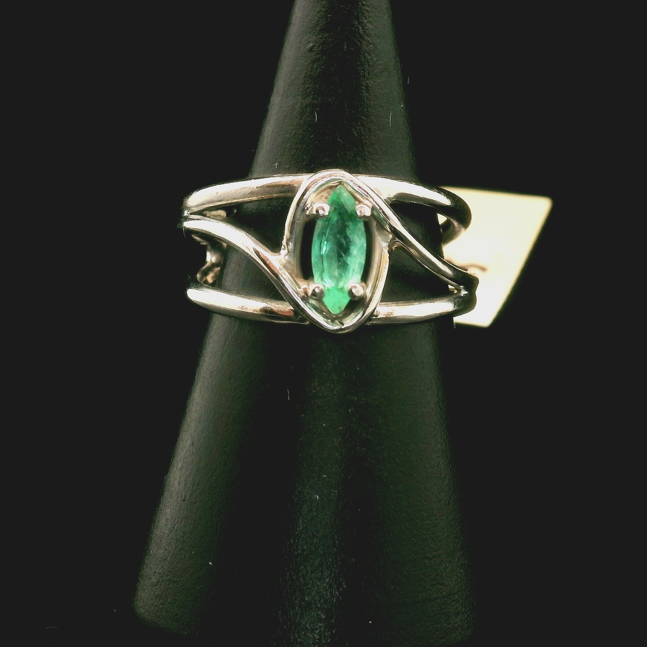Colombian Emerald Midi Cuff Ring .925 Sterling Silver for Abundance, Love and Wealth