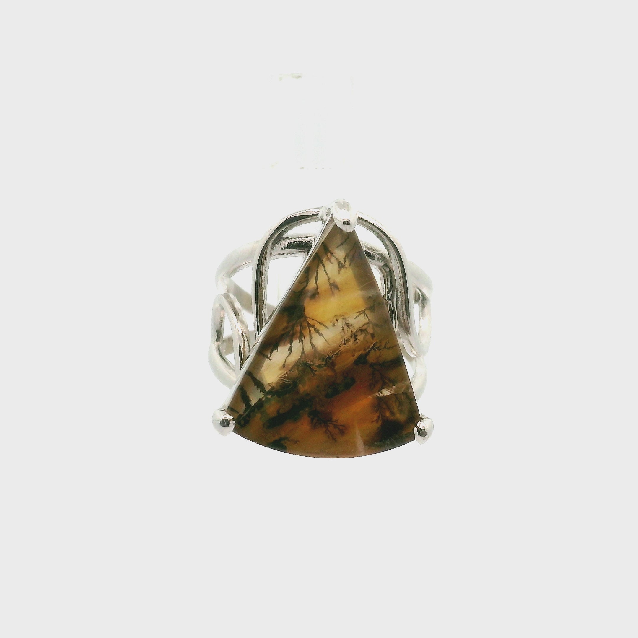 Dendritic Quartz with Golden Healer Cuff Ring .925 Silver for Master Healing, Grounding & Transformation