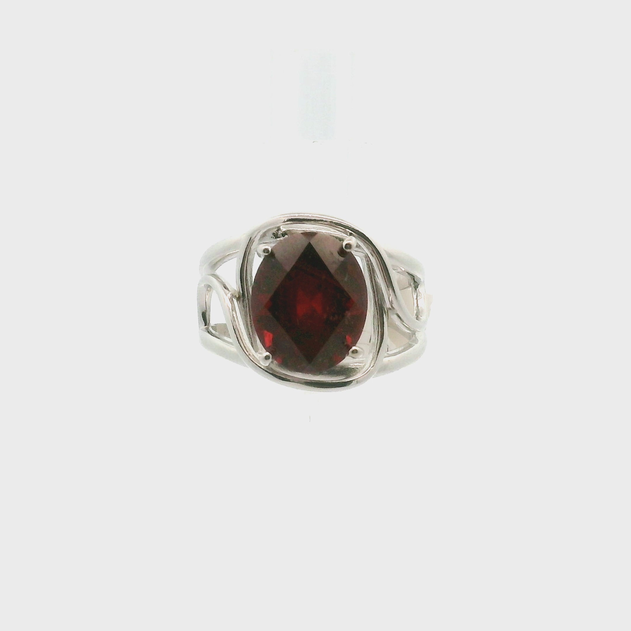 Tanzania Garnet Cuff Ring .925 Silver for Strength and Grounding
