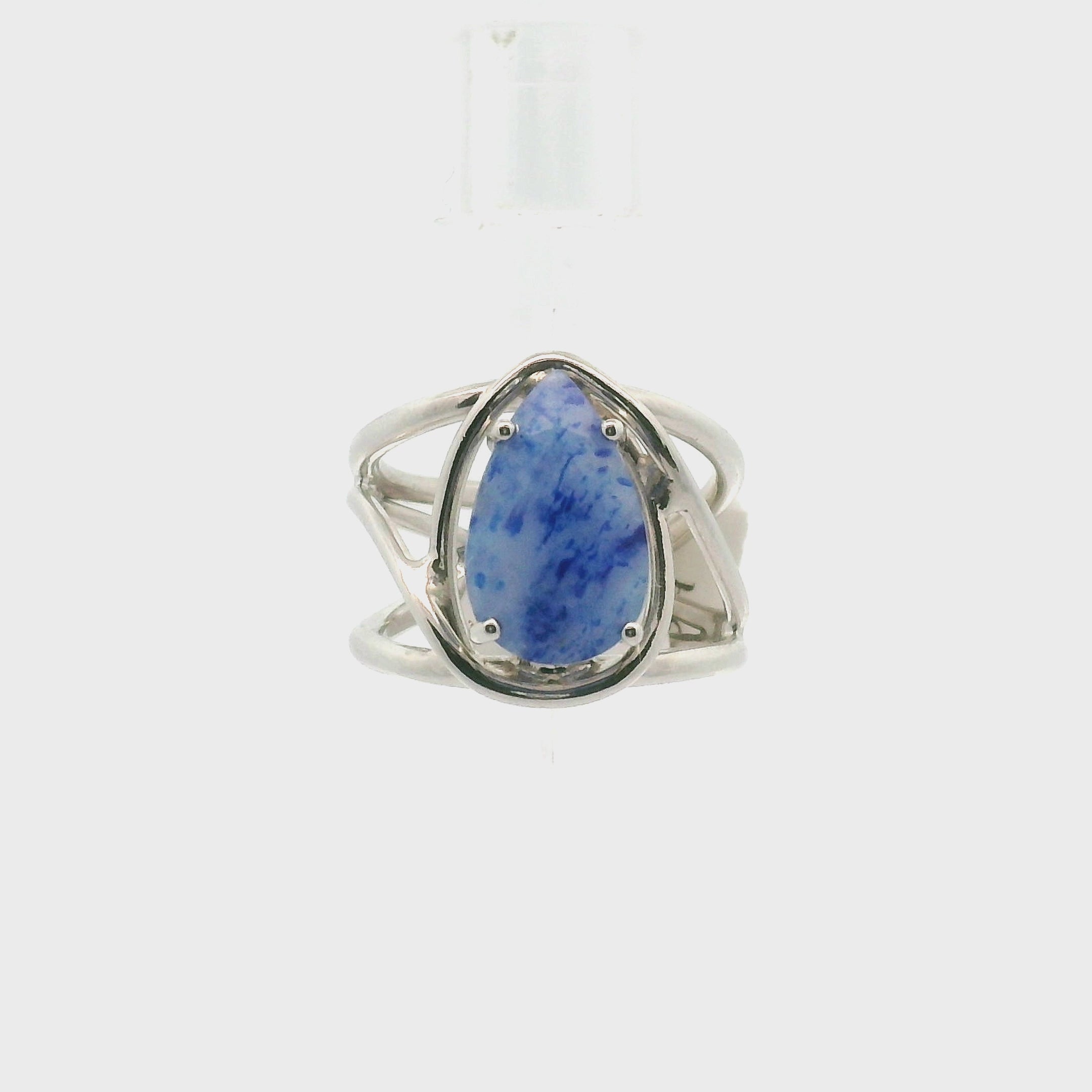 Lazulite Cuff Ring .925 Silver for Dream Work, Meditation, Memory & Psychic Abilities