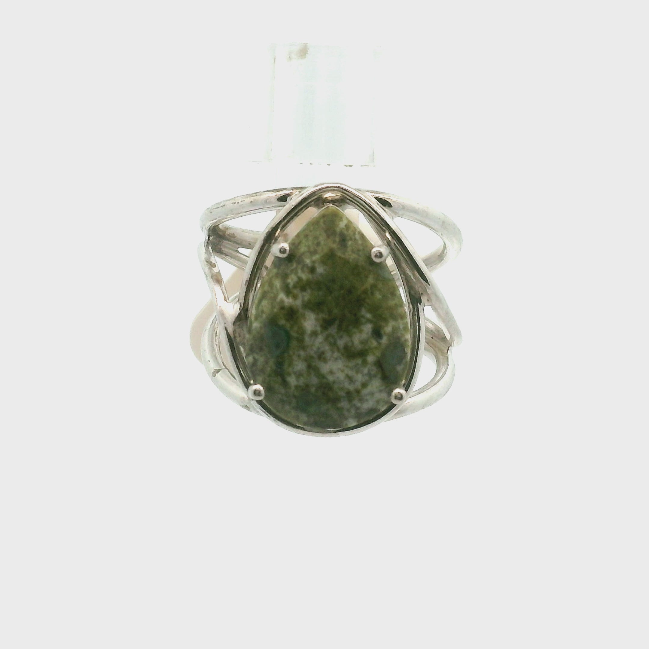 Dragon Bloodstone Cuff Ring .925 Silver for Strength, Grounding and Protection