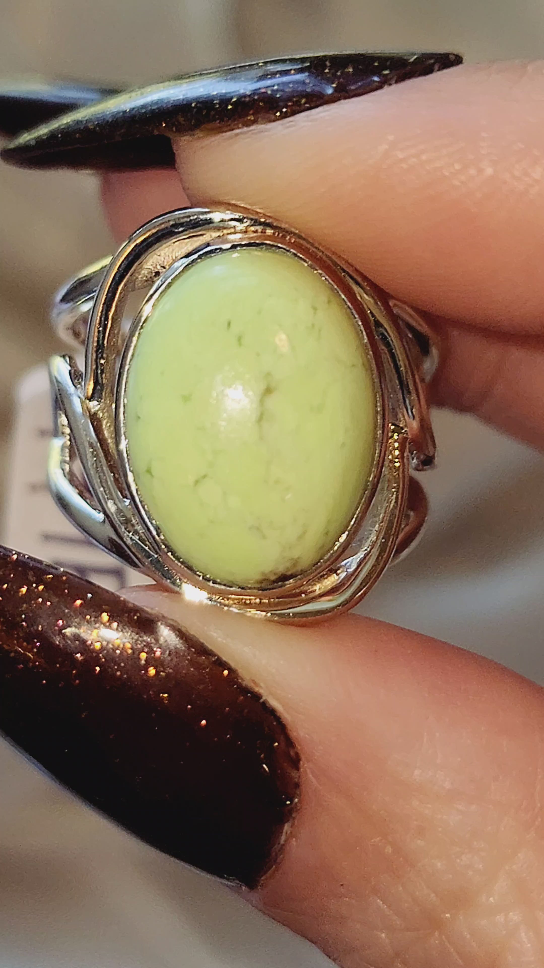 Citron Chrysoprase Cuff Ring .925 Sterling Silver for Compassion, Joy and Kindness