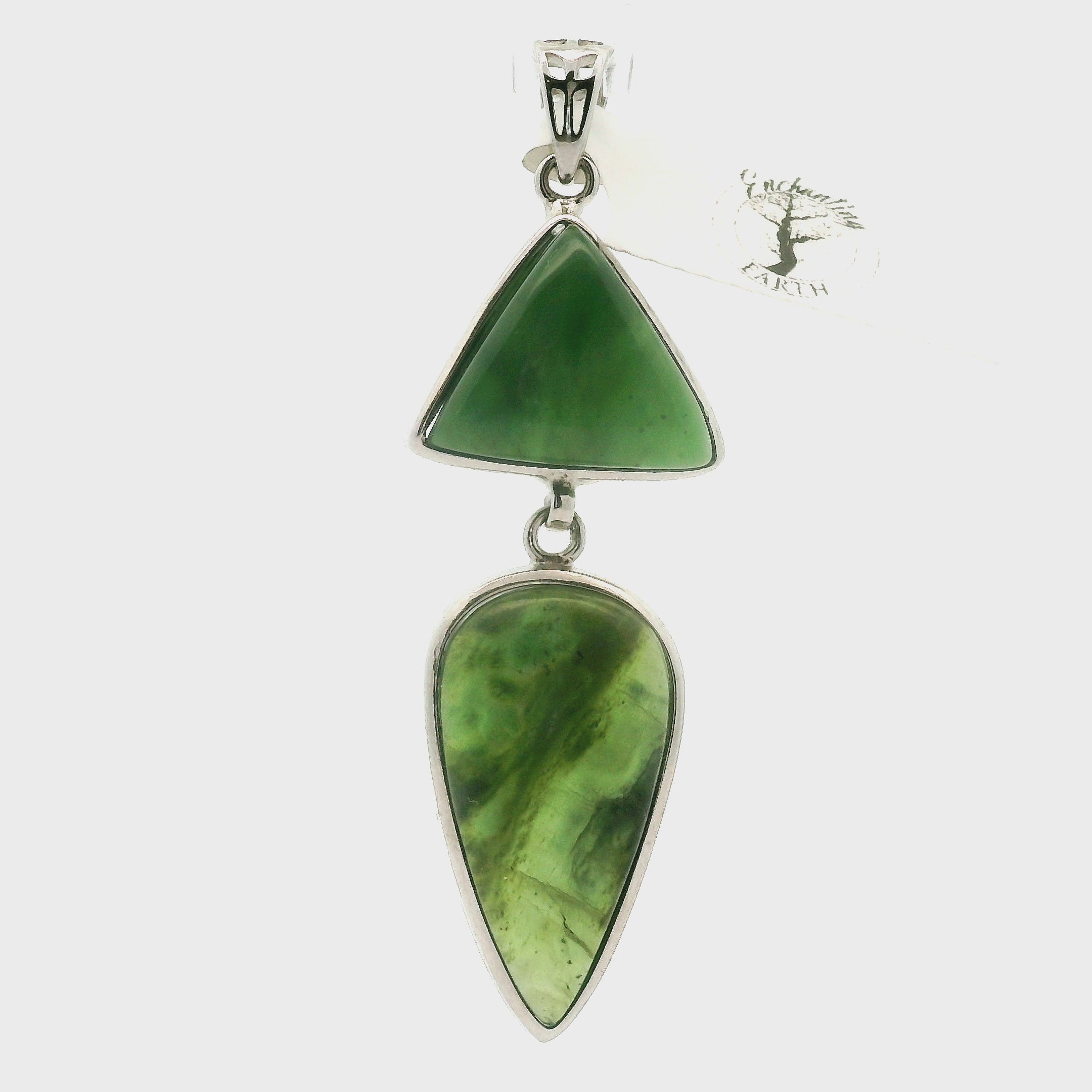 Jade Multi-Stone Pendant .925 Silver for Abundance, Good Luck, Joy and Protection