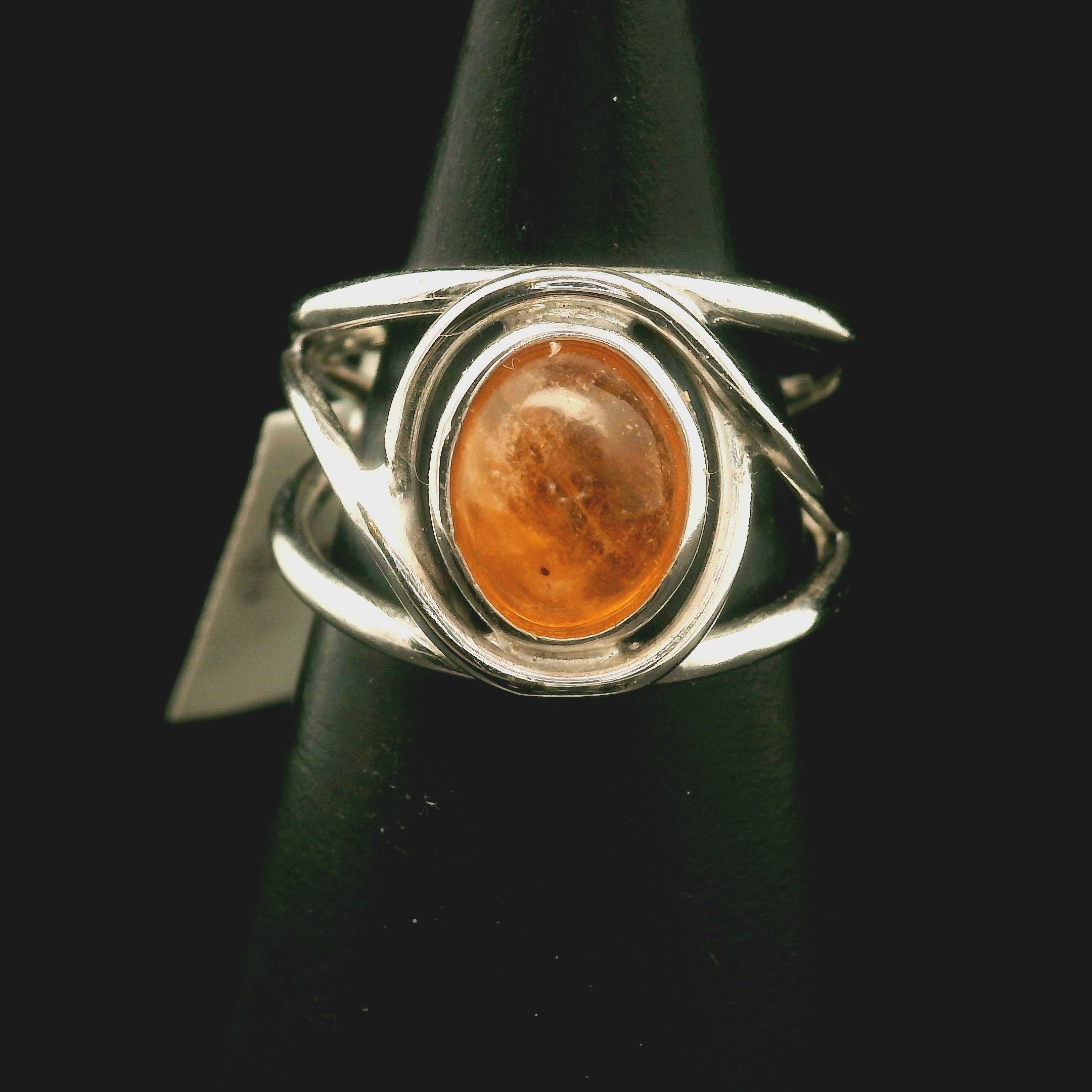 Orange Hackmanite Cuff Ring .925 Silver for Spiritual Awakening