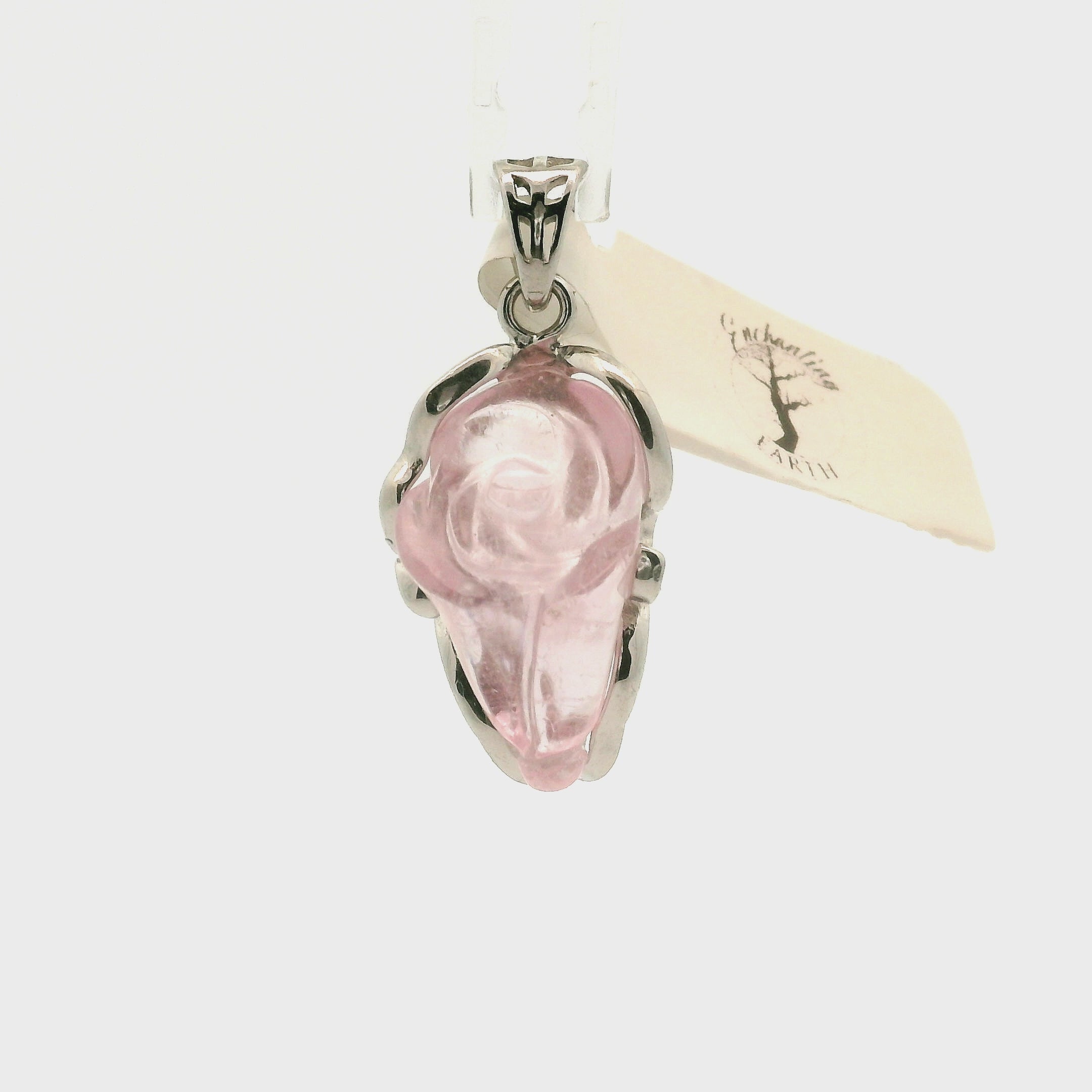 Beryl Carved Flower Pendant .925 Sterling Silver for Supporting the Love & Harmony