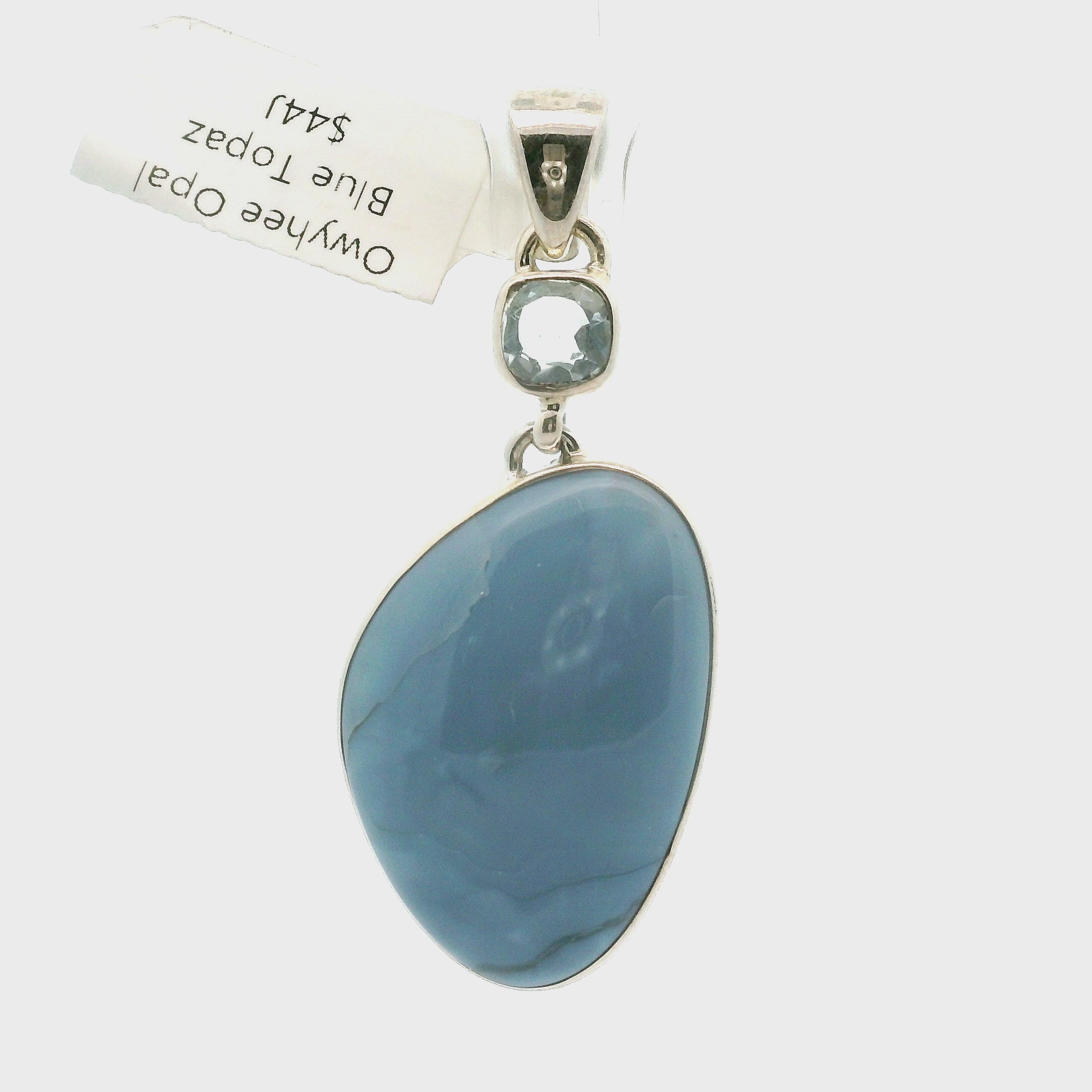 Owyhee Opal with Blue Topaz Pendant .925 Silver for Emotional Healing and Balance