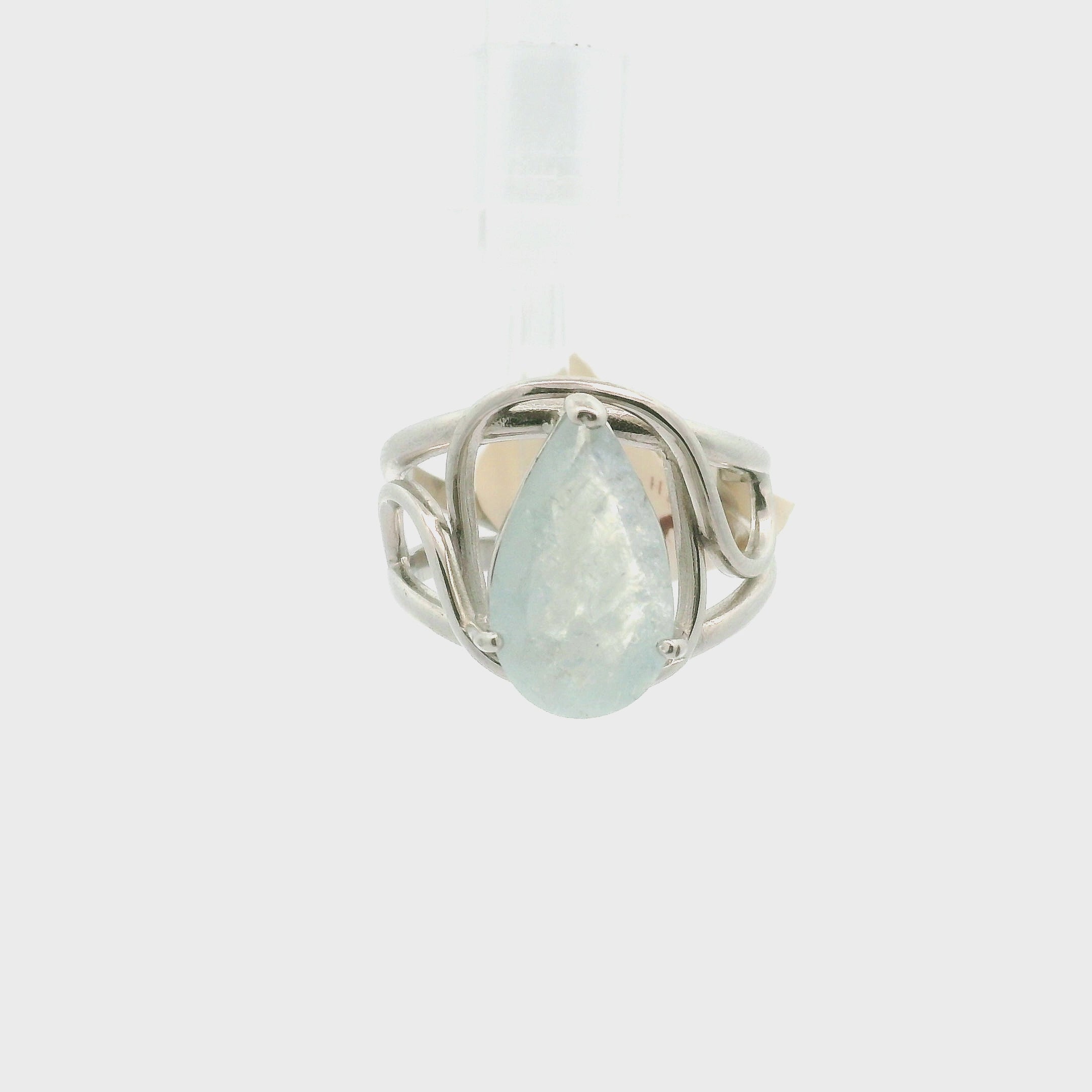 Shimmerine Aquamarine Cuff Ring .925 Silver for Allowing Your Truth & Individuality to Shine