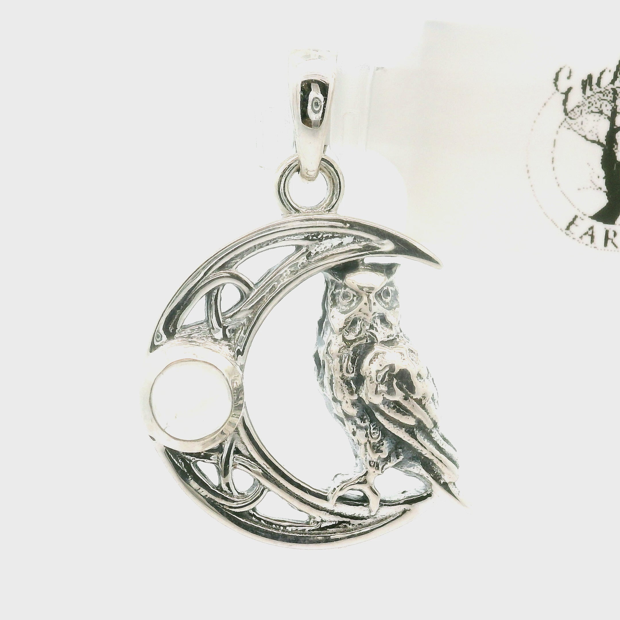 Owl Moon with Moonstone Pendant .925 Silver for Intuition and Wisdom