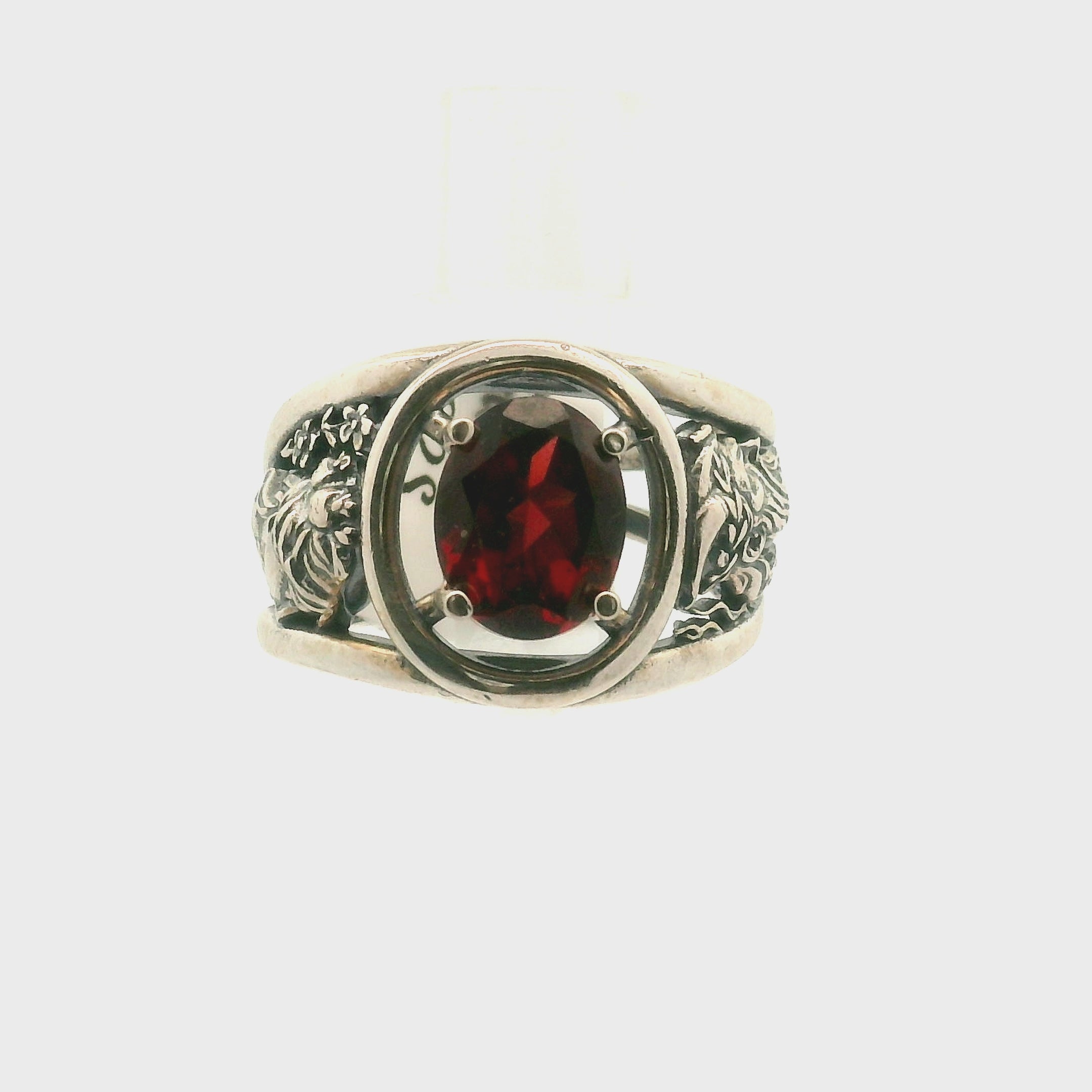Garnet Hades + Persephone Cuff Ring .925 Silver for Health and Strength