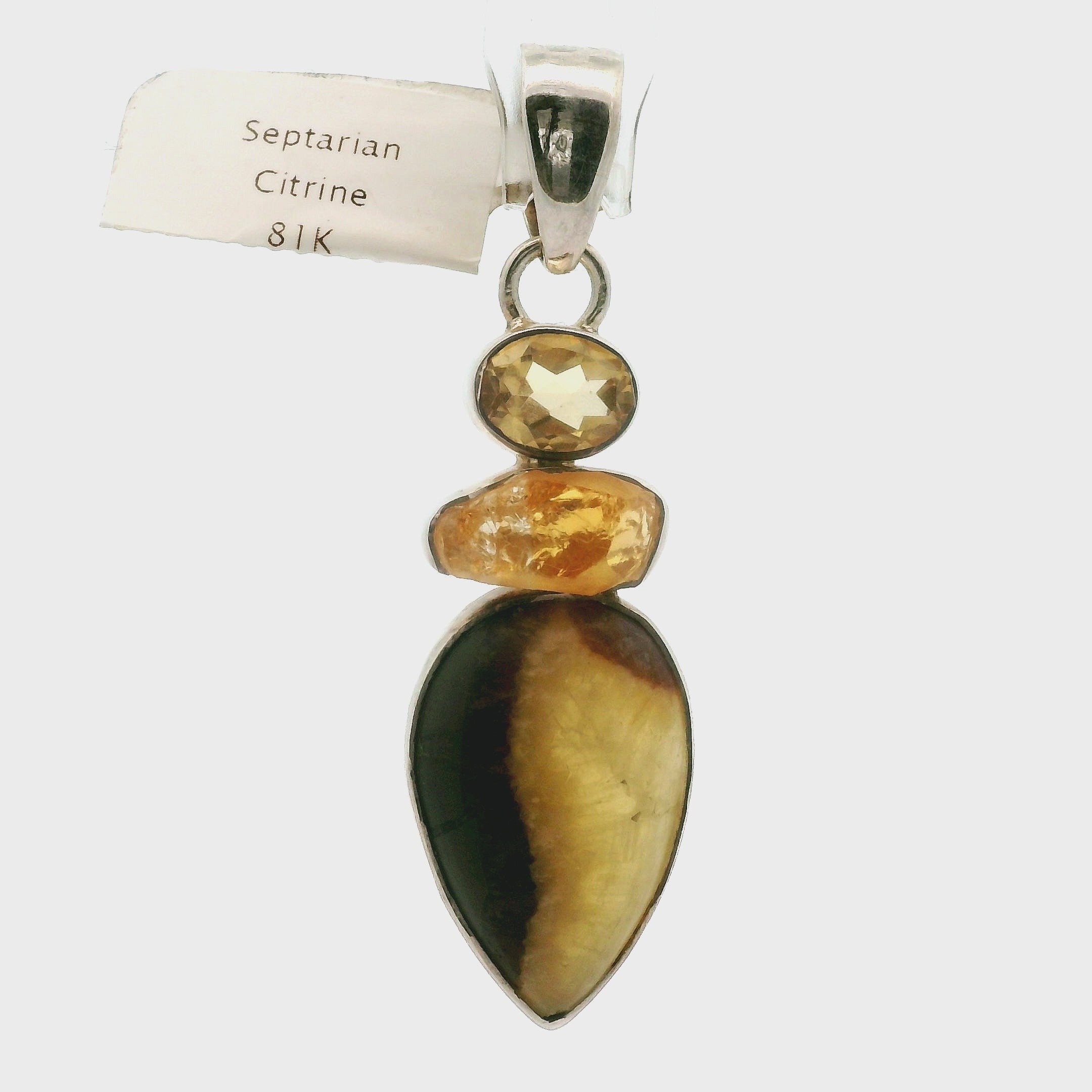 Septarian Multi-Stone Pendant .925 Silver for Grounding, Confidence and Transformation