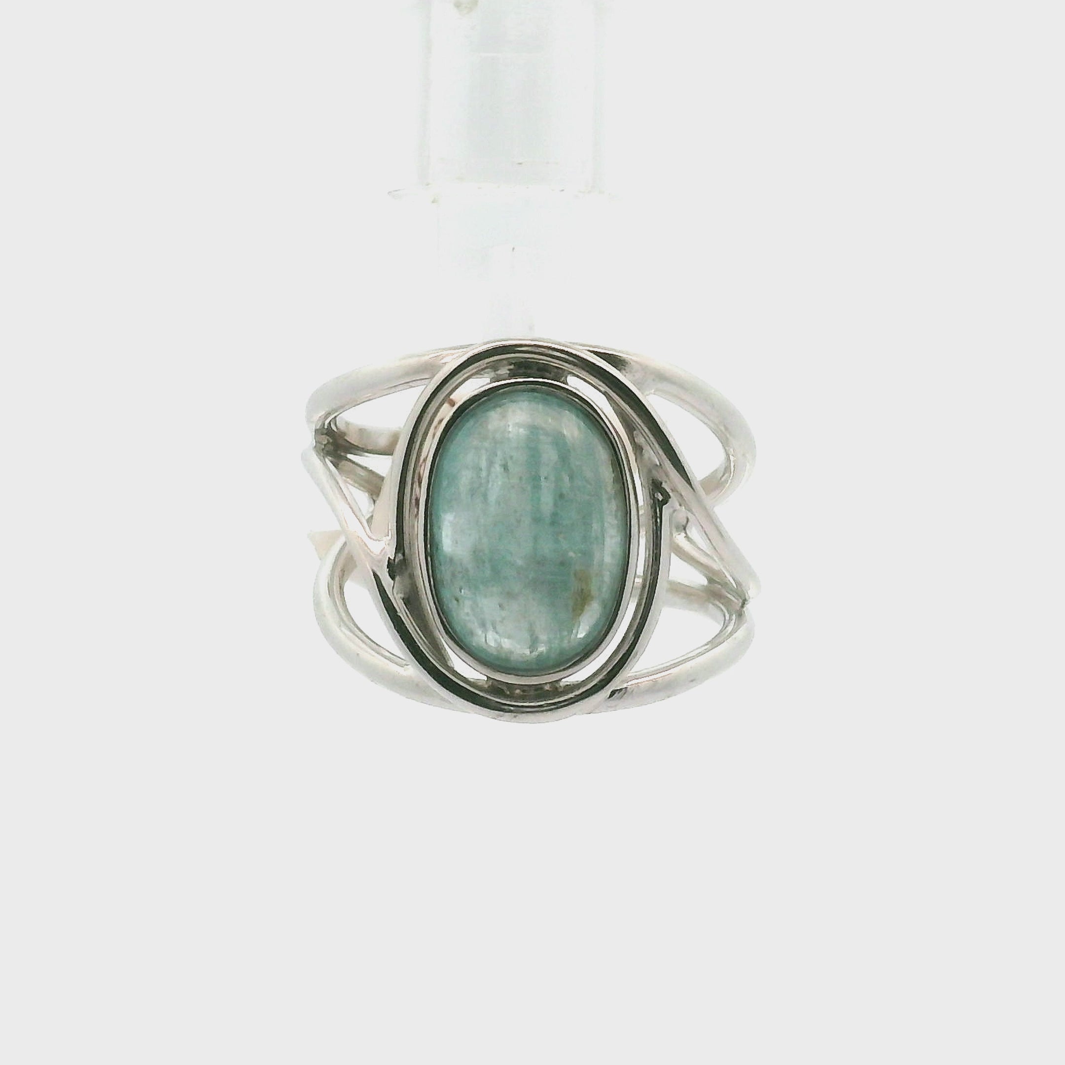Kyanite Cuff Ring .925 Silver for Energetic Clearing and Purification