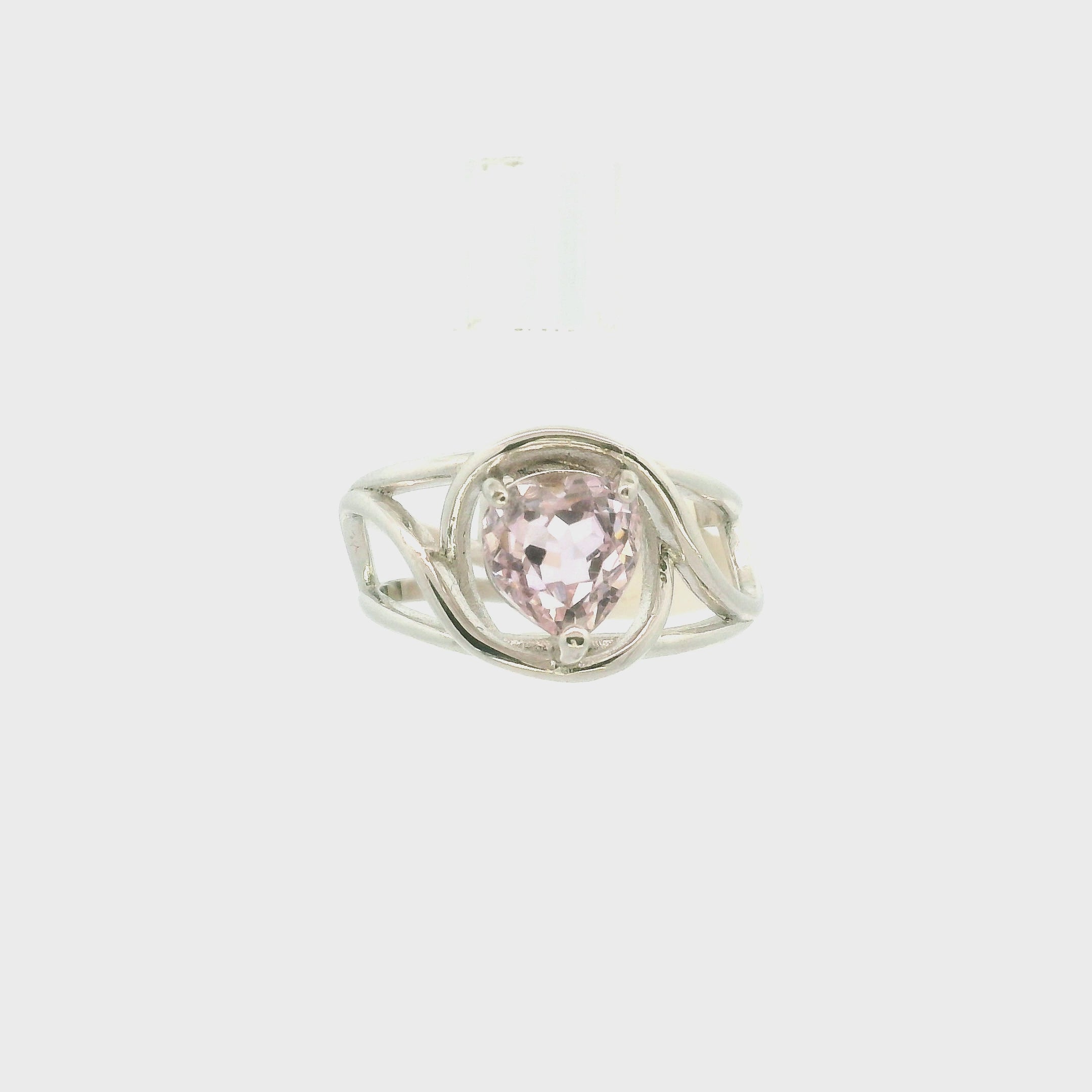Kunzite Gem Grade Heart Adjustable Cuff Ring .925 Silver for Emotional Healing, Joy and Love