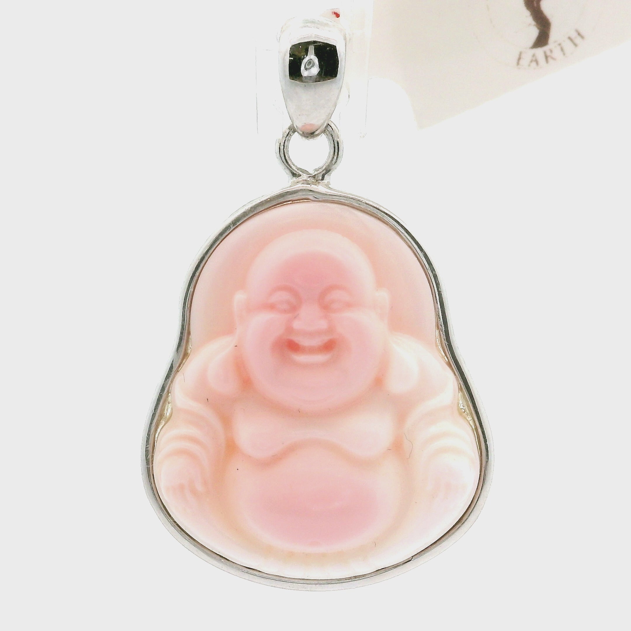 Conch Shell Carved Buddha Pendant .925 Silver for Purification and Peace