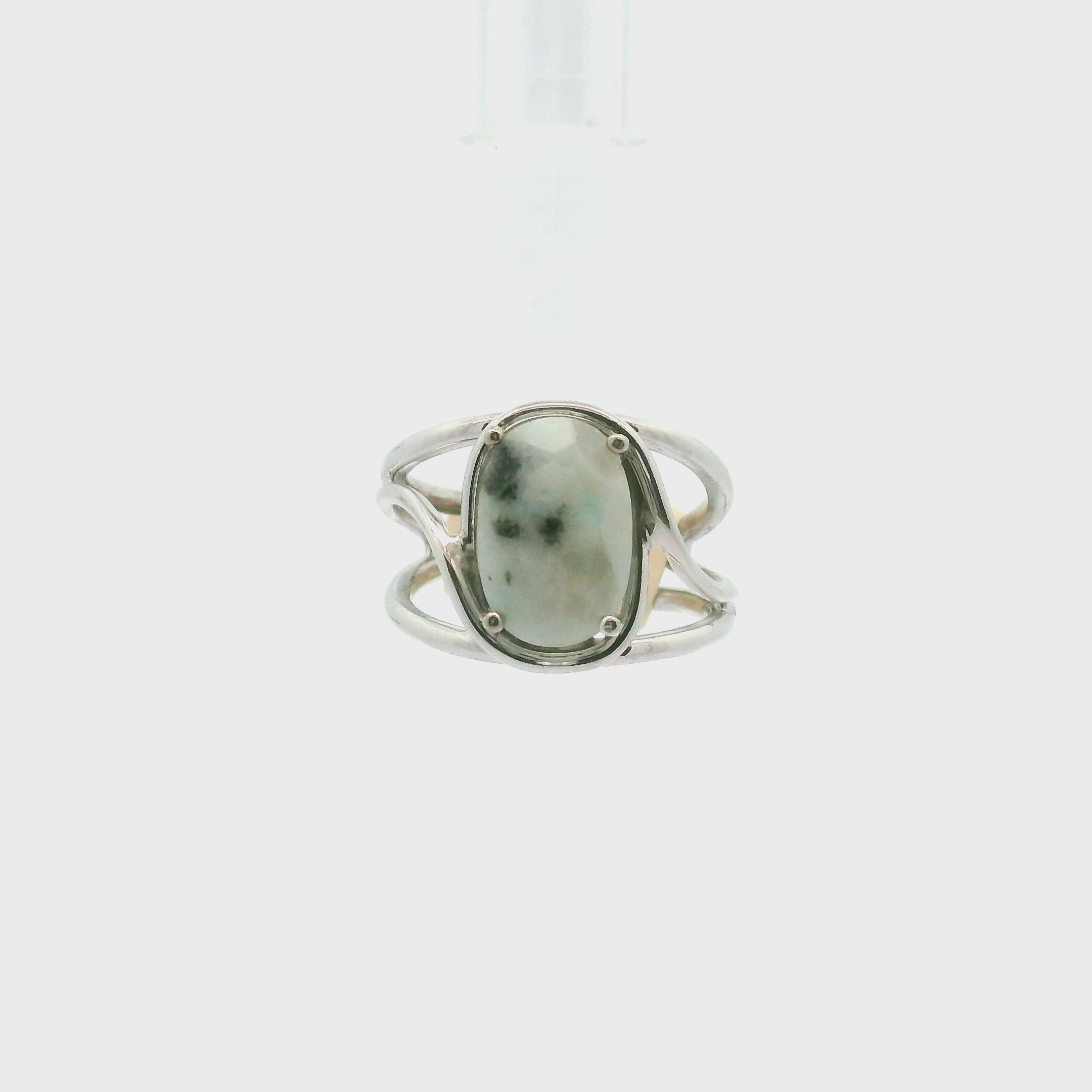 Kiwi Jasper Cuff Ring 925 Silver for Support during Stress or Addiction