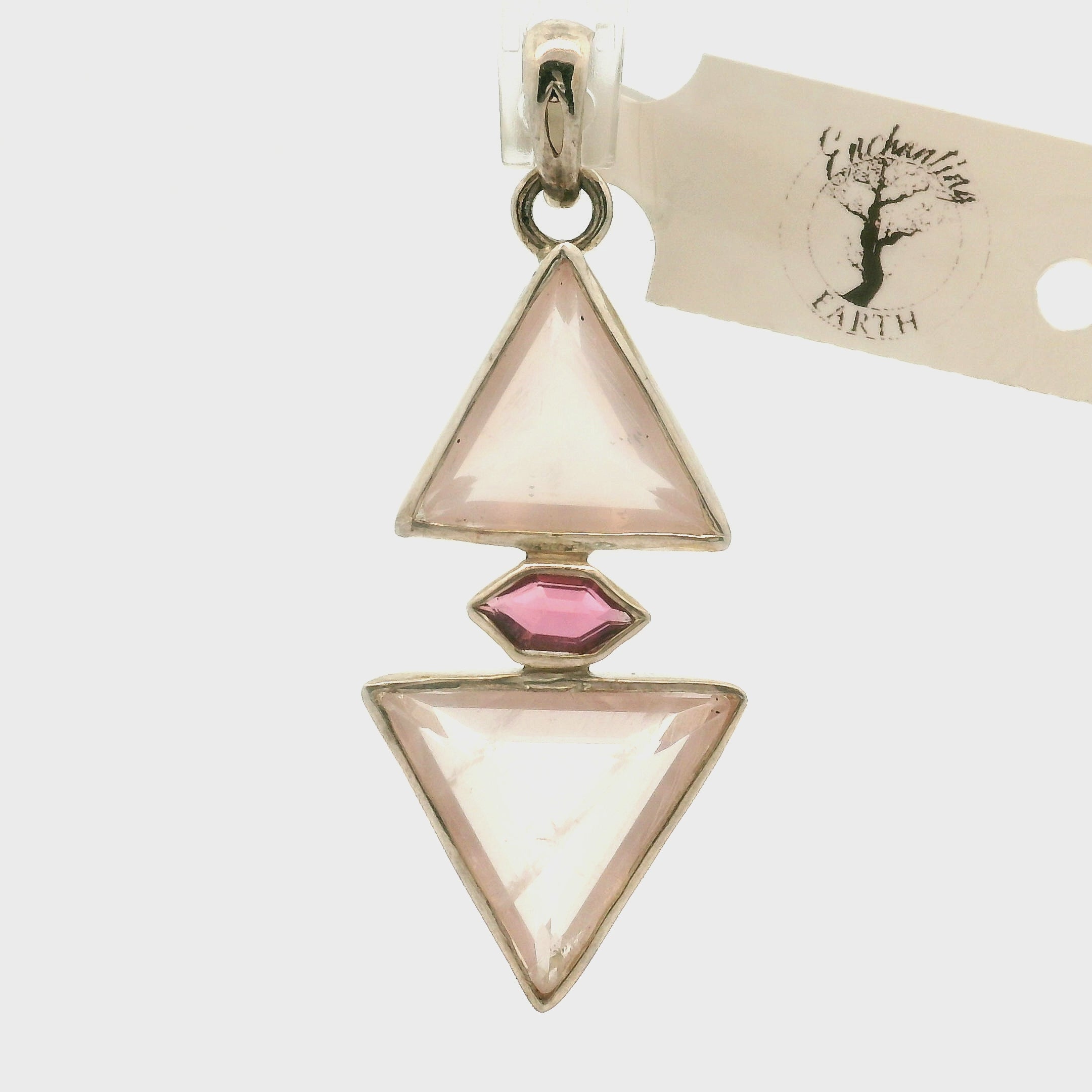 Rose Quartz with Tourmaline Pendant .925 Silver for Compassion, Emotional Release and Healing