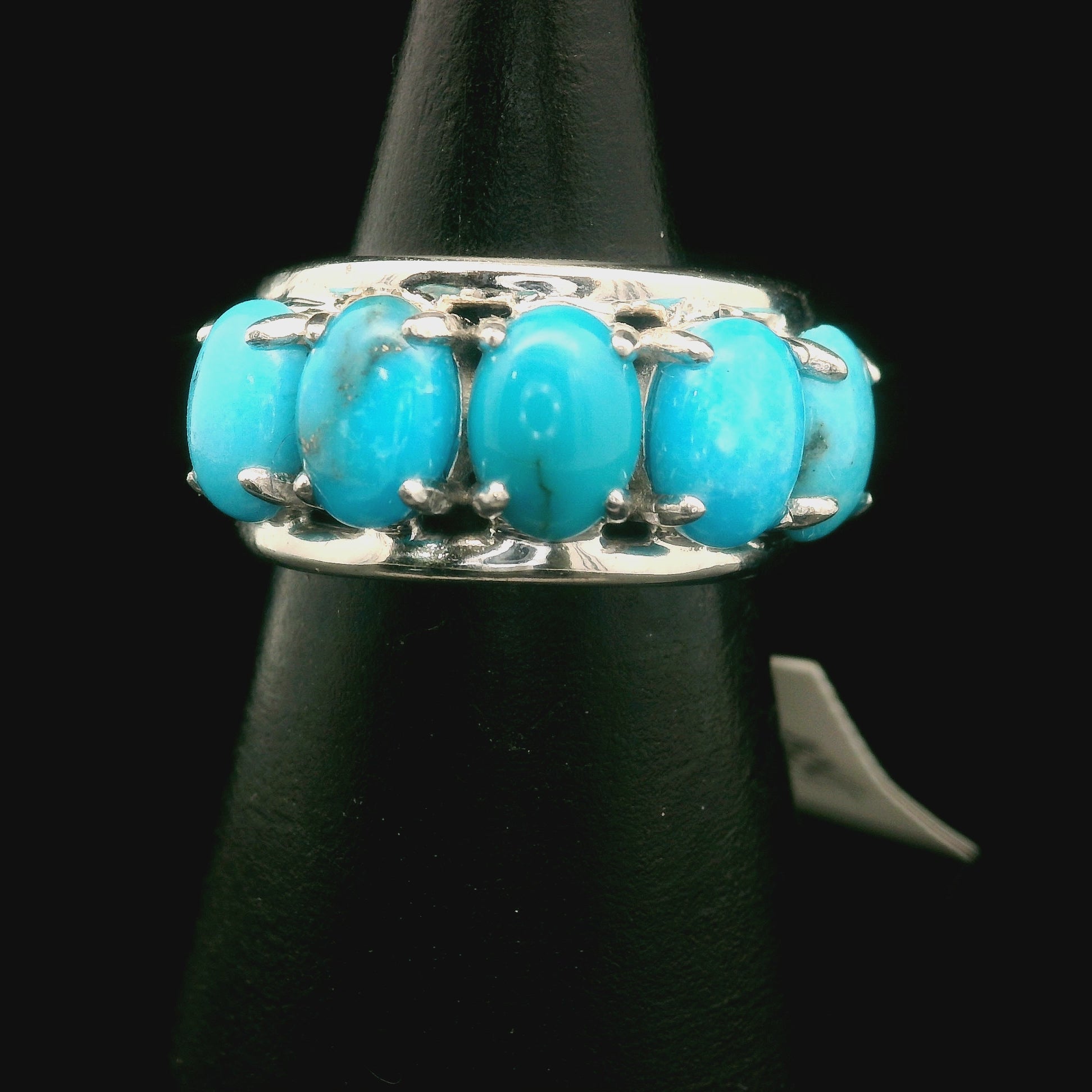 Turquoise Stacker Cuff Ring for Good Luck, Prosperity and Protection