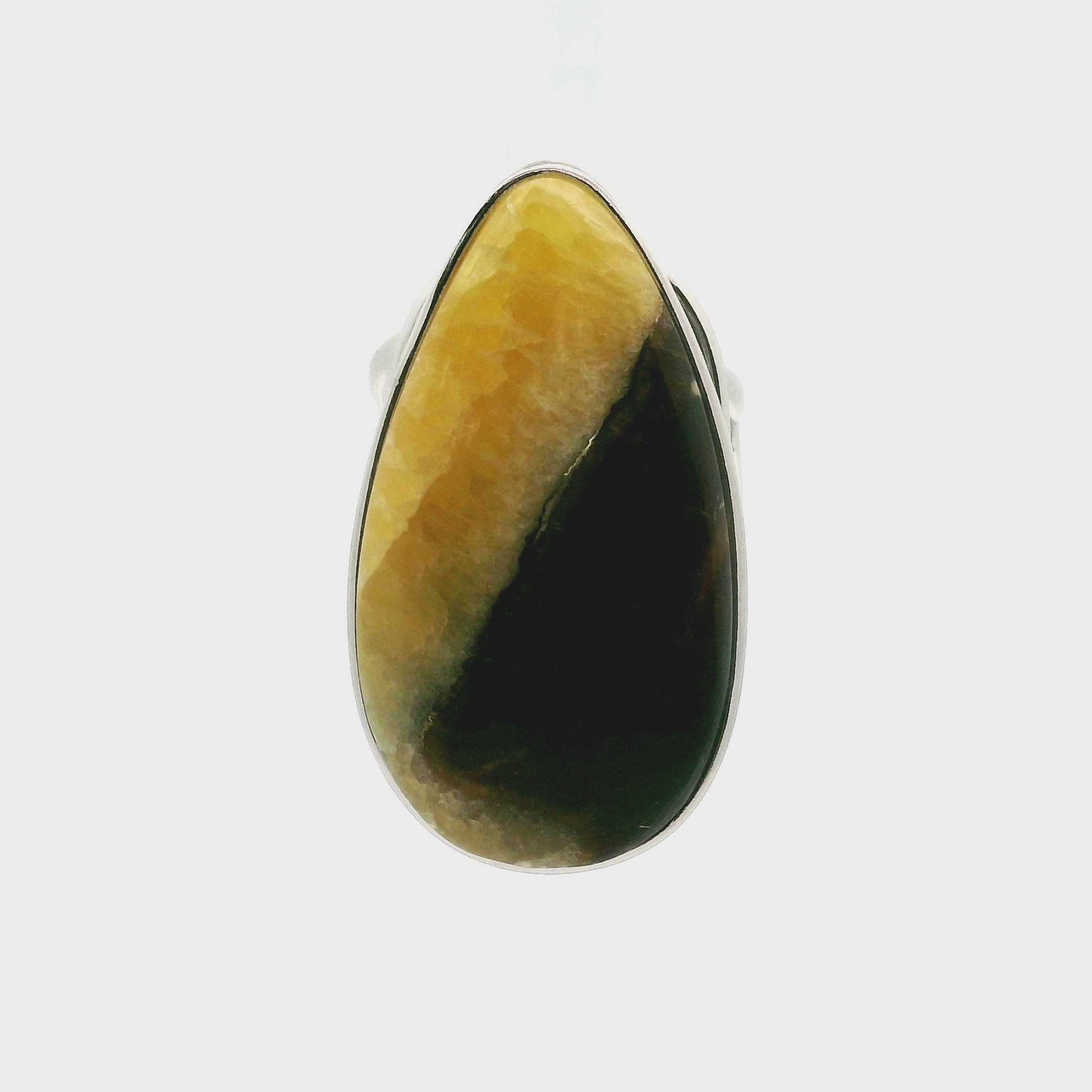 Septarian with Pyrite Cuff Ring 925 Silver for Grounding, Confidence and Transformation