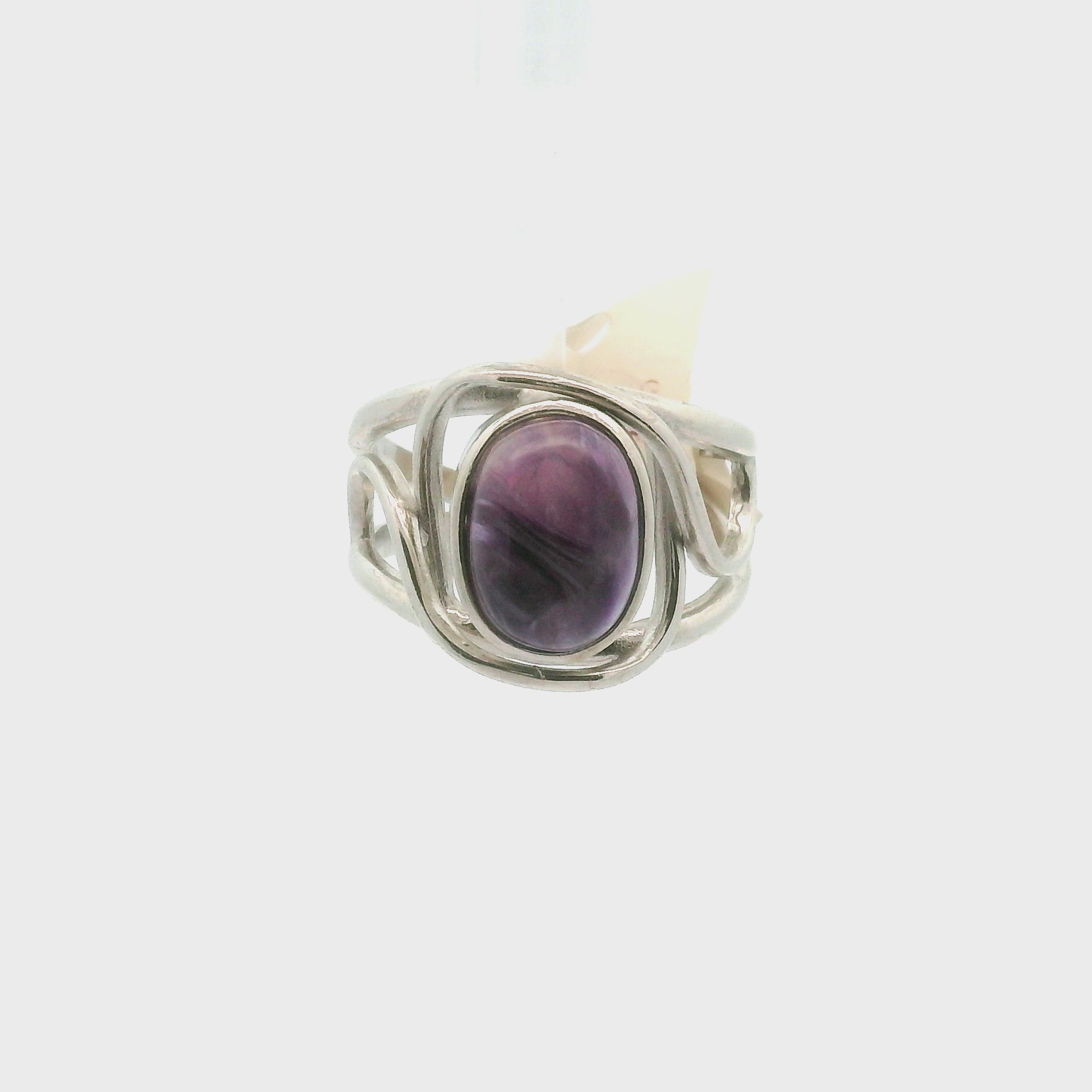 Charoite Finger Cuff Adjustable Ring .925 Silver for Enhancing your Intuitive Gifts and Spiritual Transformation