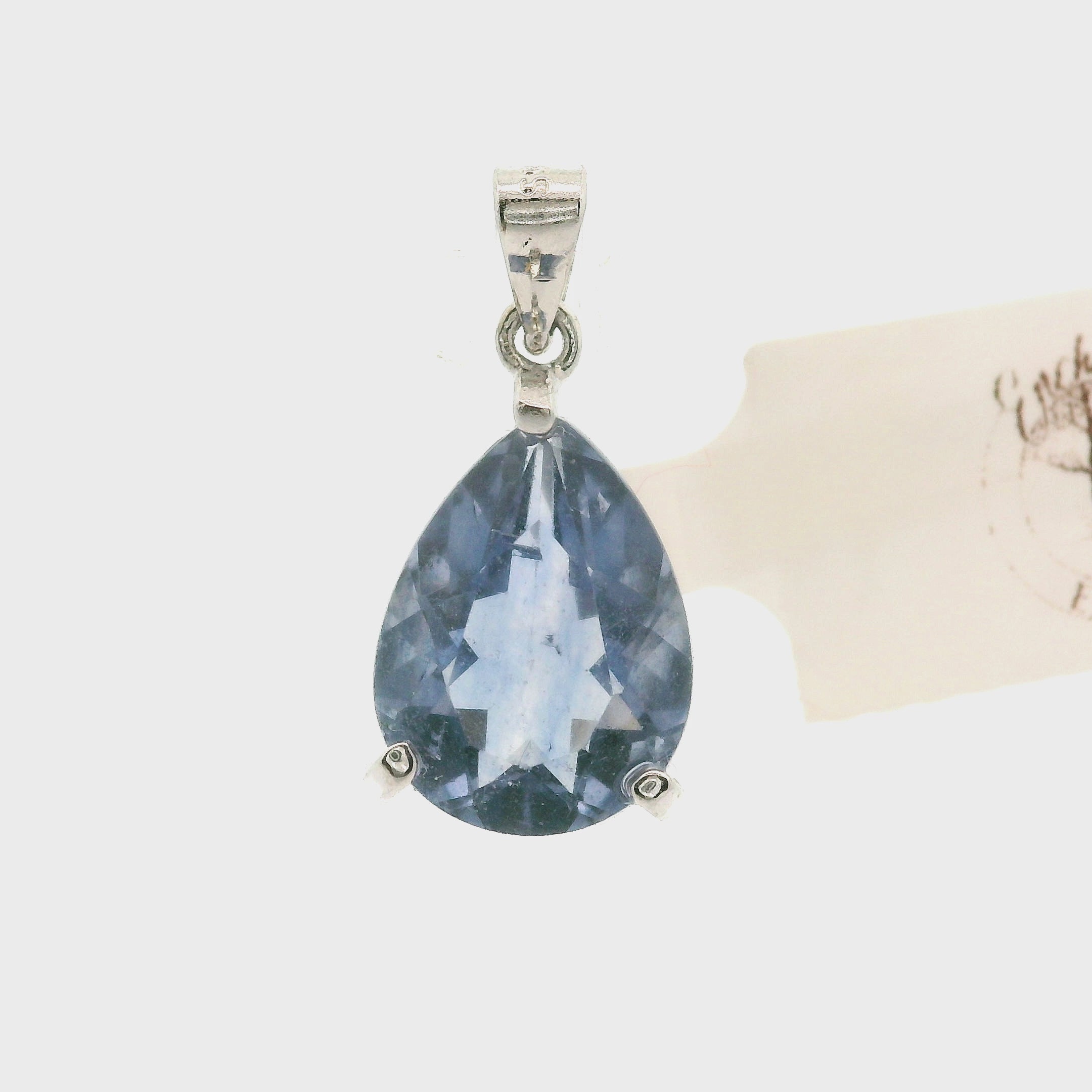 Color Changing Blue Fluorite Pendant .925 Silver for Third Eye Balancing and Focus