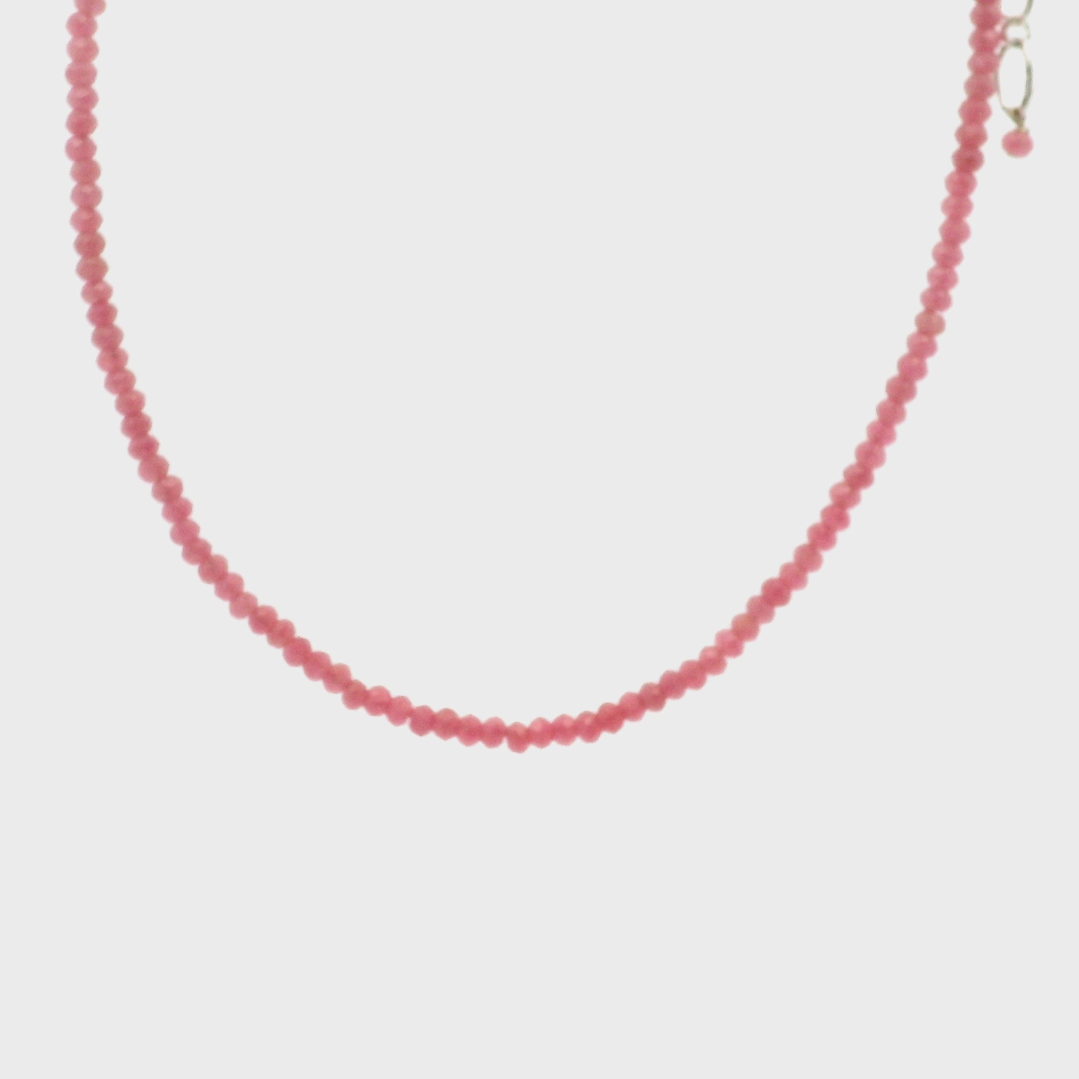 Rhodonite Micro Faceted Necklace 925 Silver for Attraction and Self-Worth