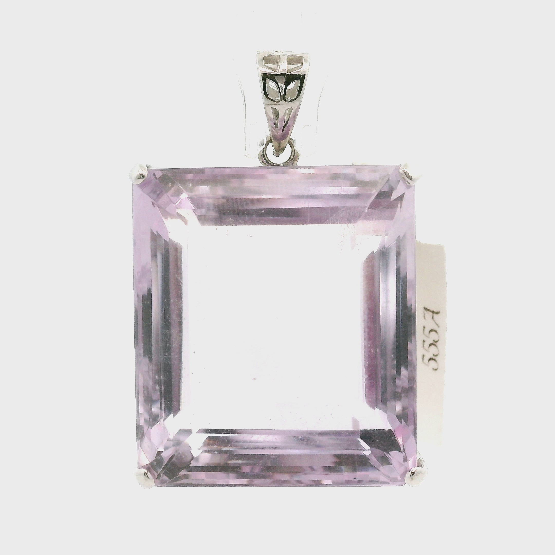 Rose De France Amethyst Large Faceted Pendant .925 Silver for Enhancing Intuition & Connection with Divine
