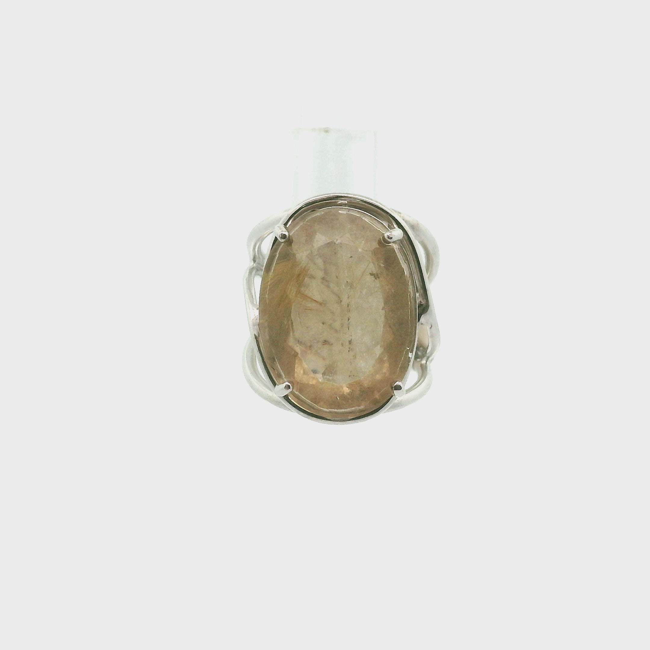 Gold Rutile Cuff Ring .925 Silver for Insight, Meditation & Shamanic Journey