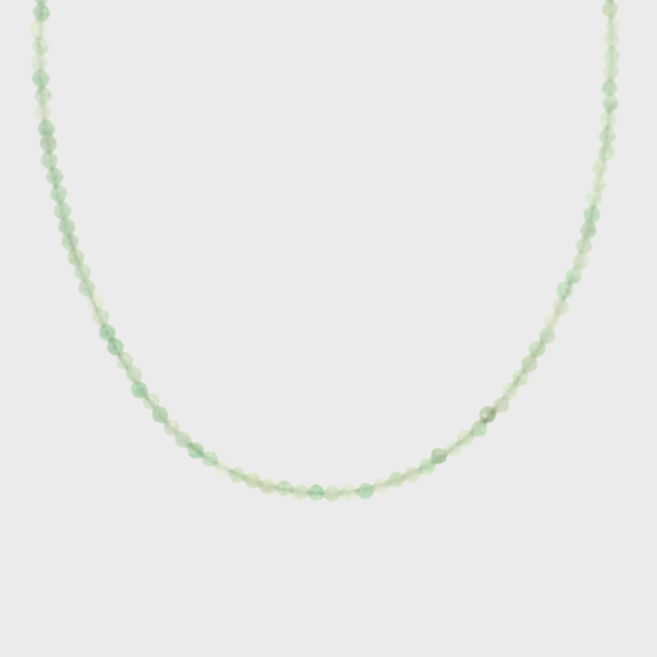 Green Aventurine Micro Faceted Choker/Layering Necklace 925 Silver for New Experiences and Peace