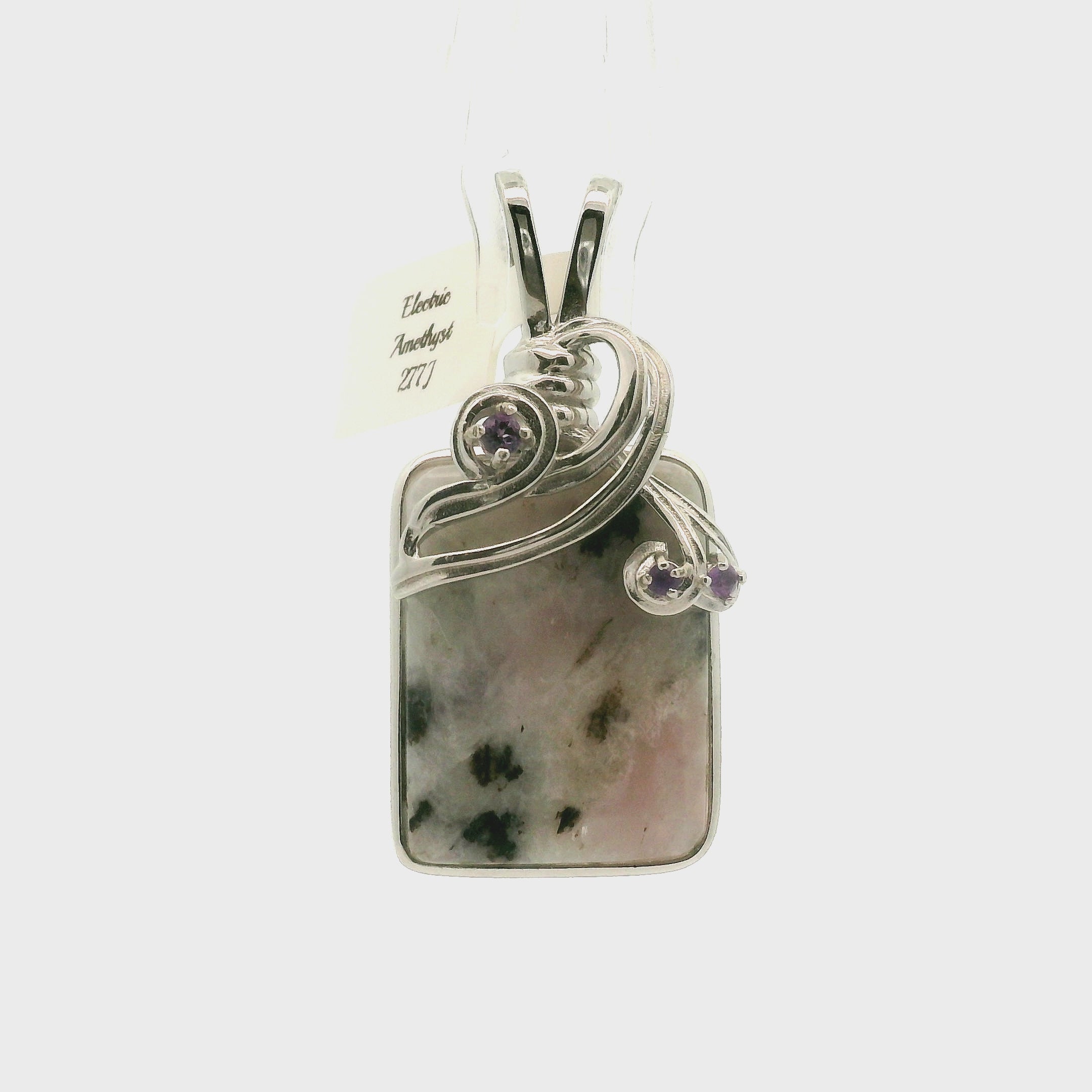 Electric Euphoralite & Amethyst Pendant 925 Silver for Protection, Love, Stress Relief and Mental Clarity