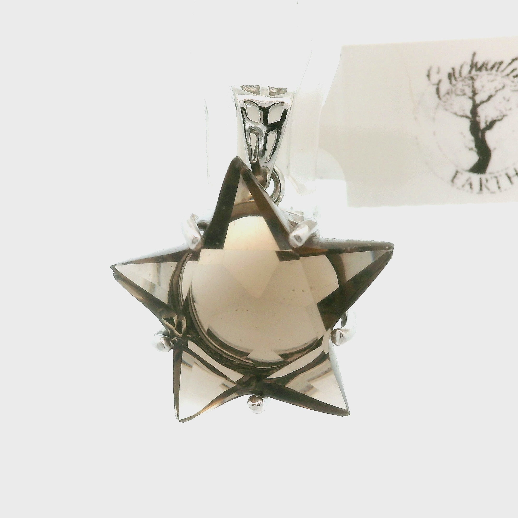 Smokey Quartz Star Pendant .925 Silver for Energetic Cleansing, Manifestation and Protection