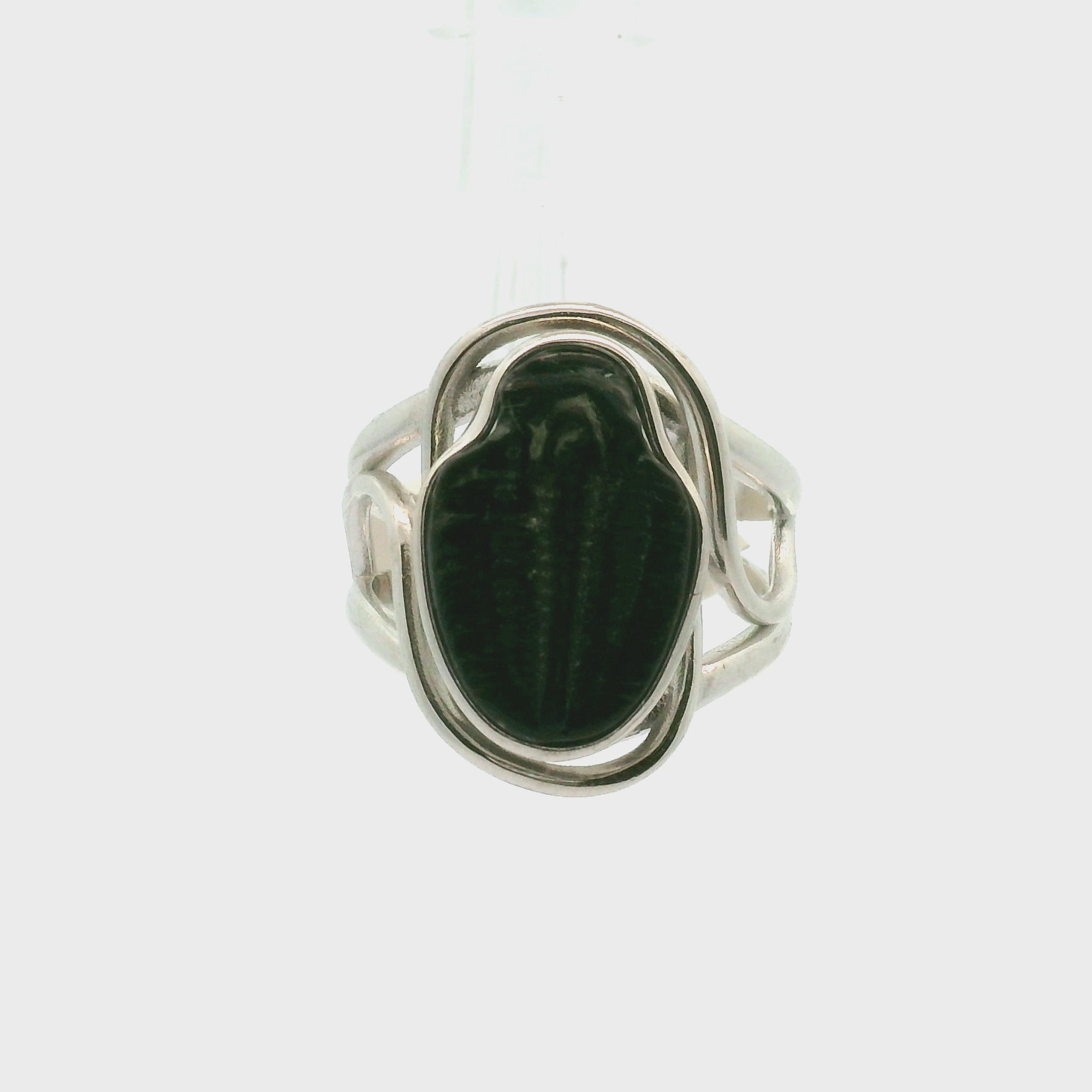 Trilobite Cuff Ring .925 Silver for Healing, Leadership and Connection