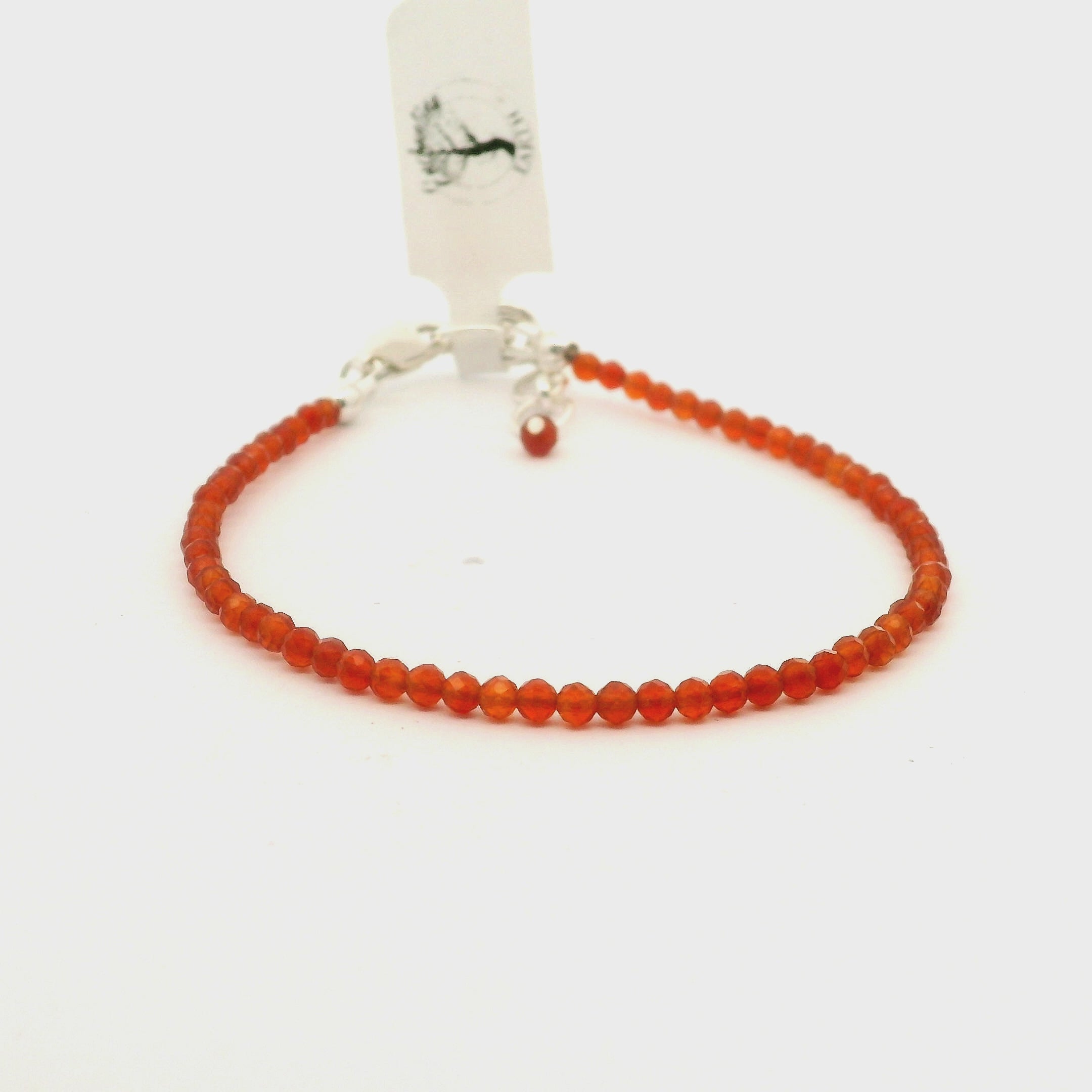 Firey Carnelian Micro Faceted Bracelet 925 Silver for Courage and Personal Power