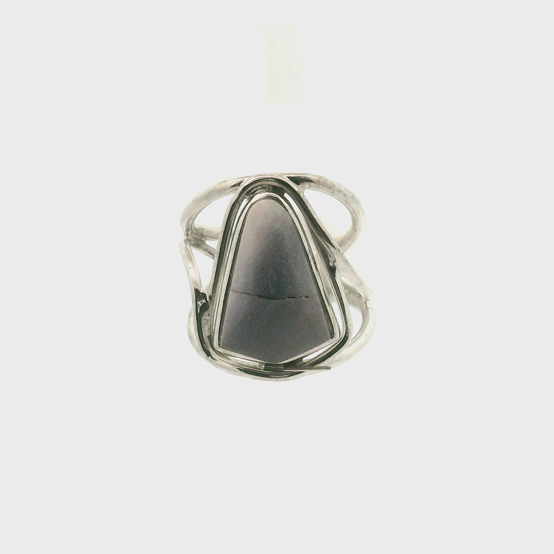 Hyacinth Jasper Cuff Ring 925 Silver for Inner Knowing and Higher Perception