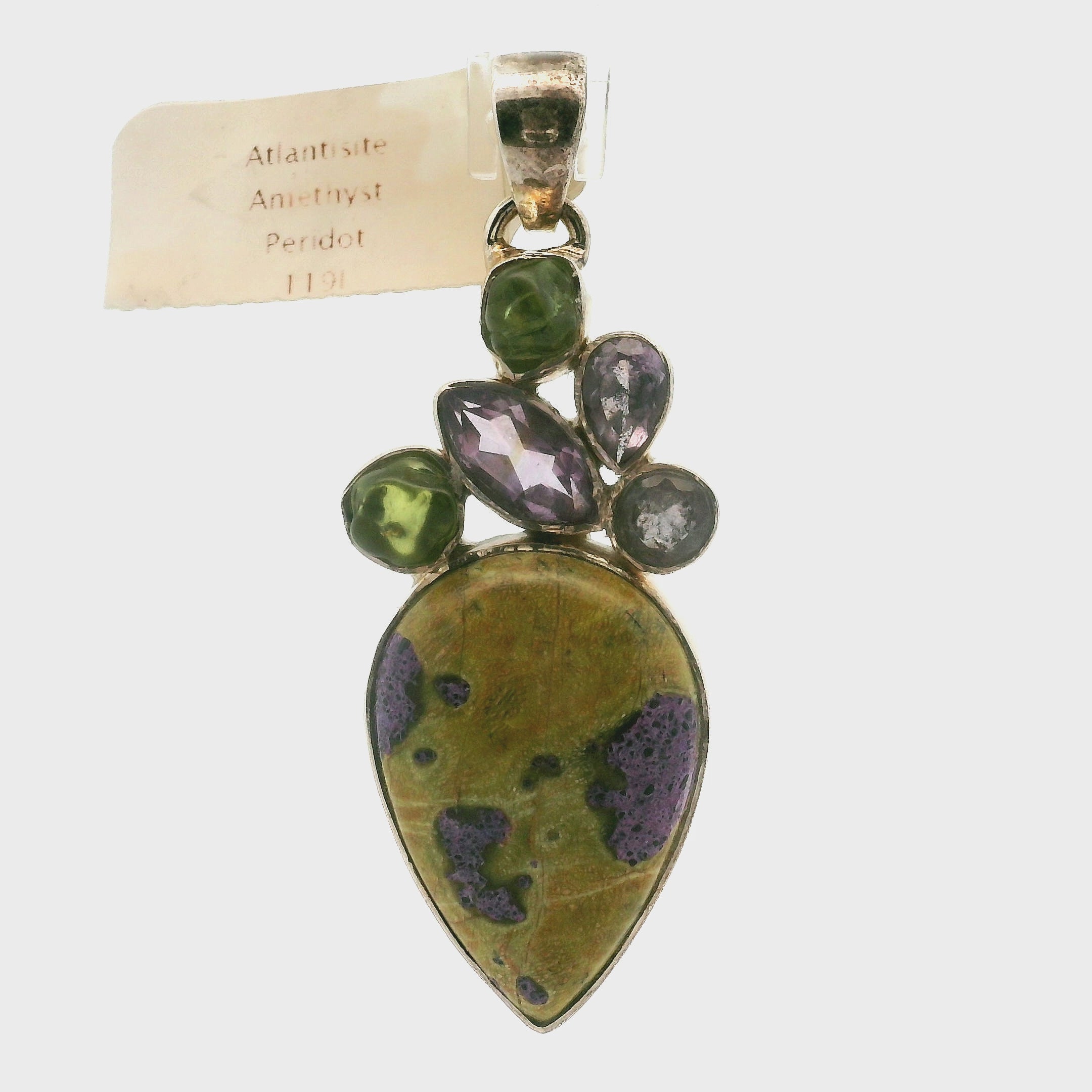 Atlantisite Amethyst and Peridot Pendant for Awareness, Emotional Maturity & Improved Self Esteem