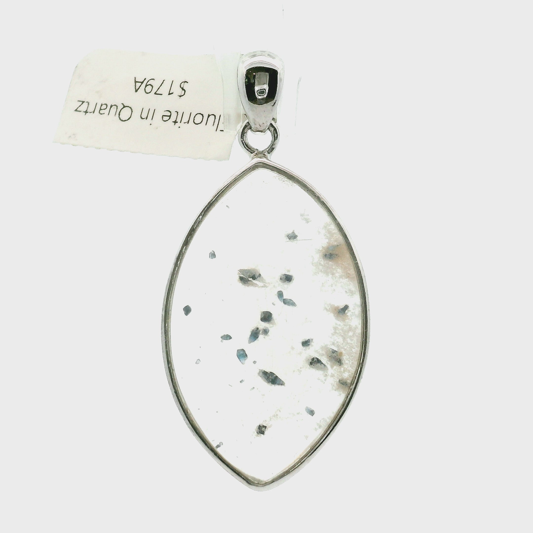 Fluorite in Quartz Pendant 925 Silver for Wisdom and Energetic Support