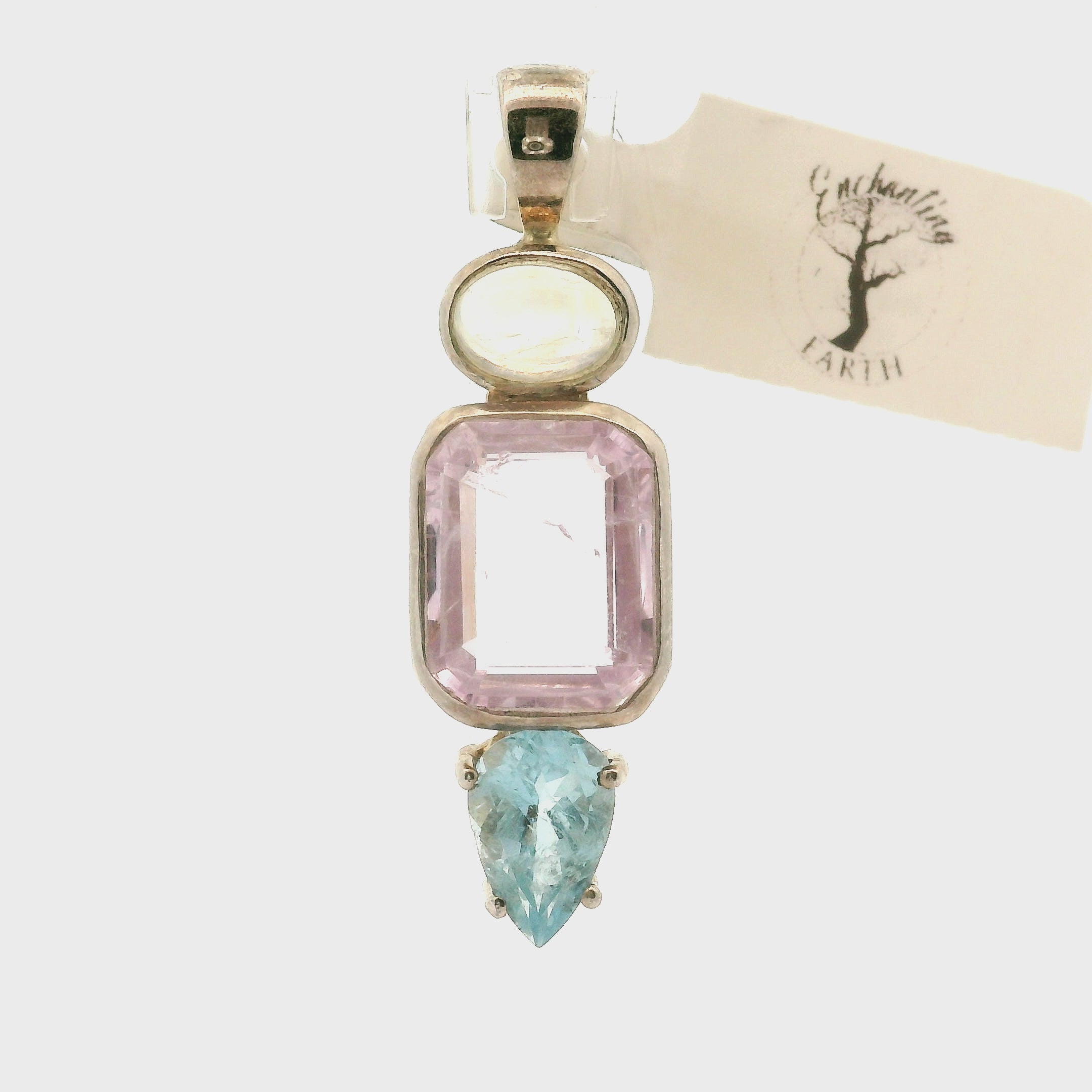 Kunzite Multi-Stone Pendant .925 Silver for Opening Your Heart to Love, Emotional and Family Healing