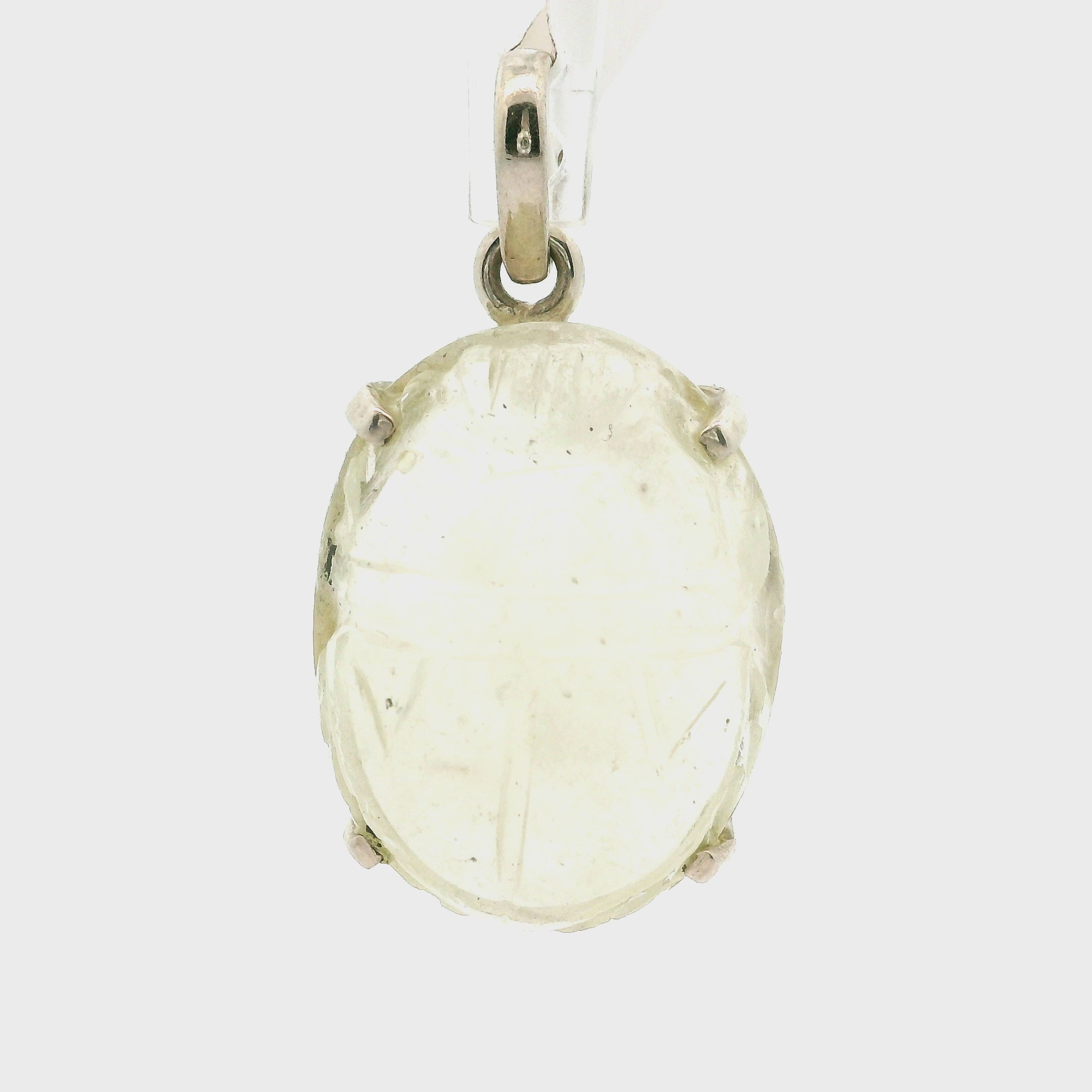Libyan Desert Glass Large Carved Scarab Pendant.925 Silver for Confidence, Manifestation and Personal Power