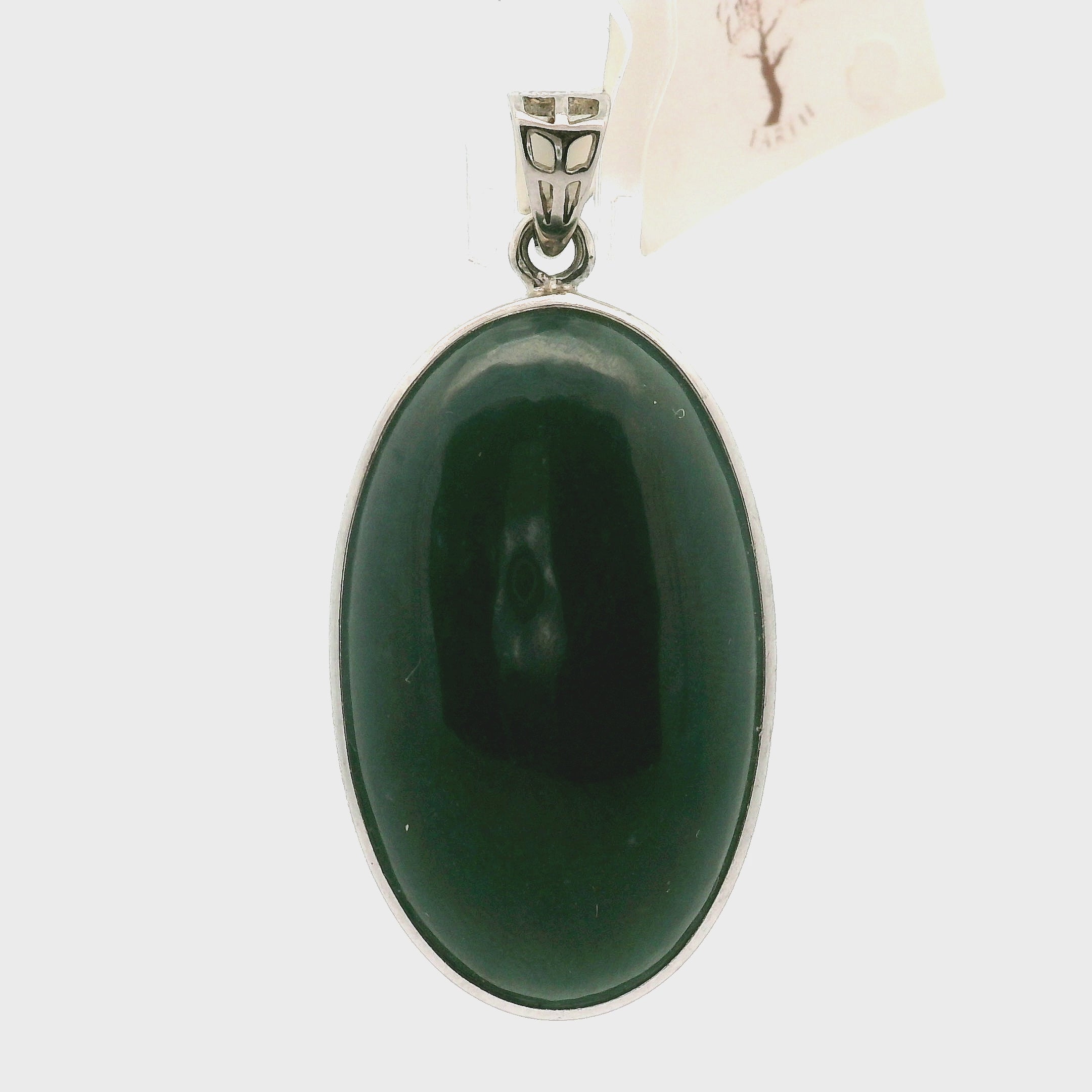 Guatemalan Blue Jadeite Pendant .925 Silver for Spiritual Awareness, Prosperity and Protection