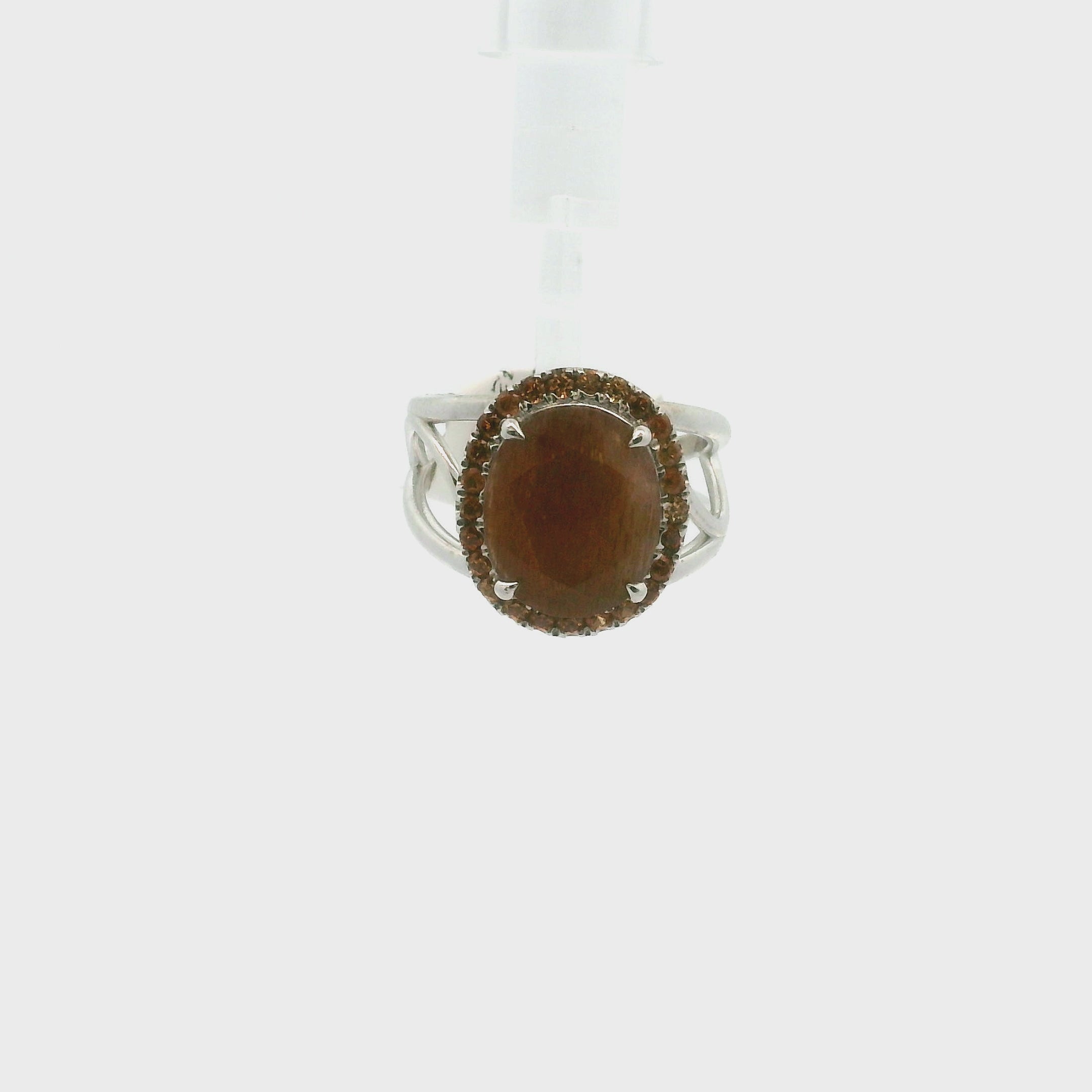 Sunstone, Black Moonstone, and Spessartine Garnet Pavé Cuff Ring .925 Silver for Manifesting Wealth and Abundance